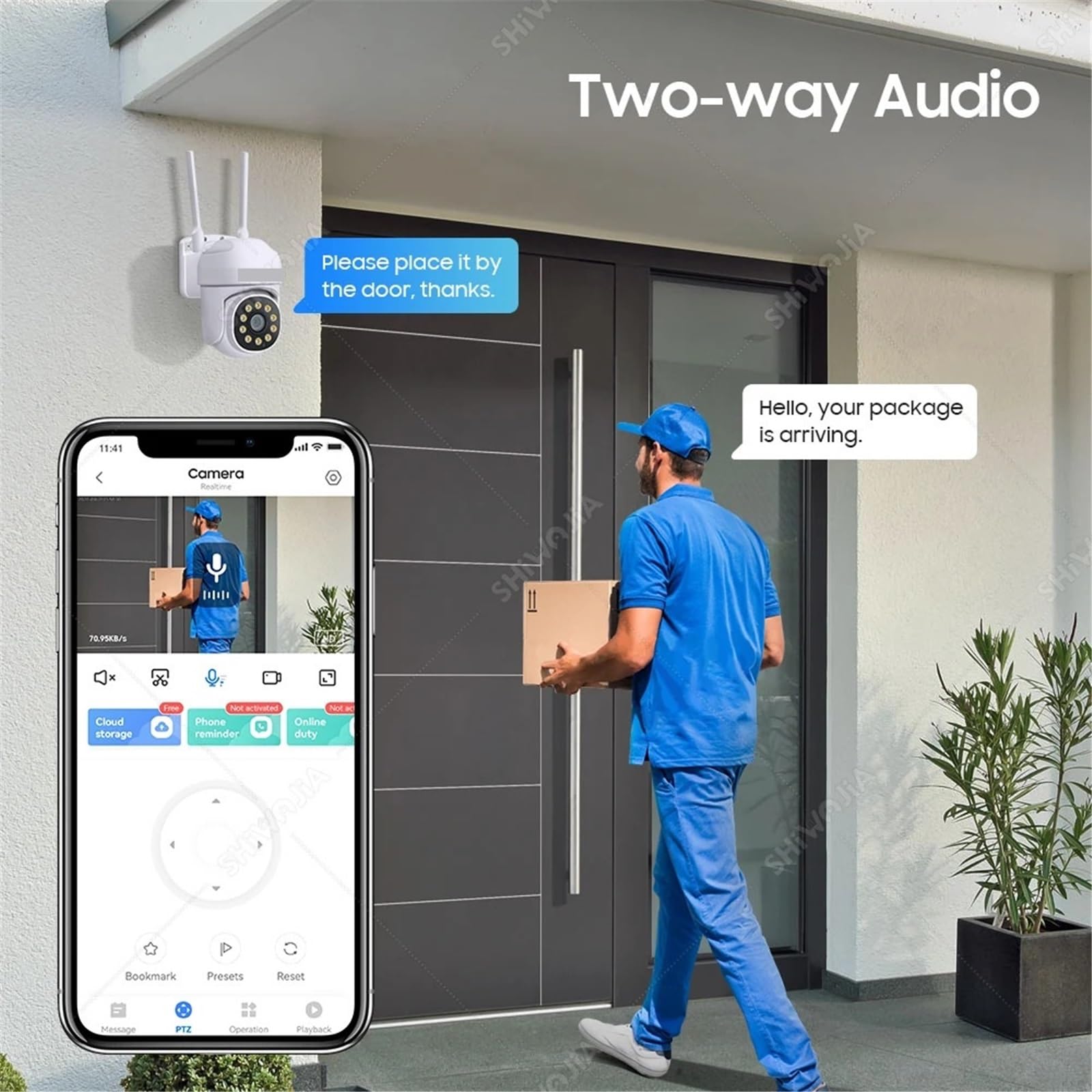 Kamera PTZ WIFI 4 MP Bezprzewodowa kamera IP do monitoringu AI Wykrywanie ludzi Bezpieczeństwo w domu CCTV Dwukierunkowe wideo,Spokój ducha zawsze(WIFI CAM ADD 32GB)