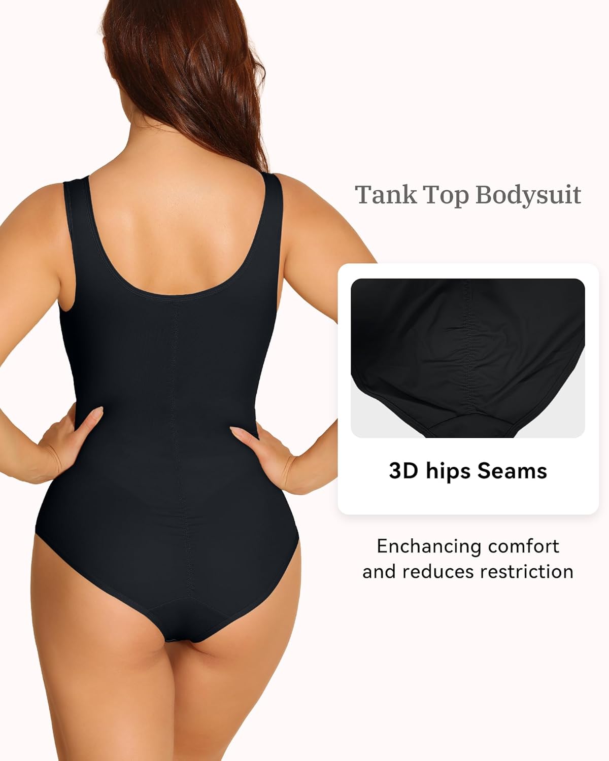 SHAPESHE Seamless Shapewear Bodysuits for Women Tummy Control Body Suit with Removable Pads Sleeveless Scoop Neck Body Shaper