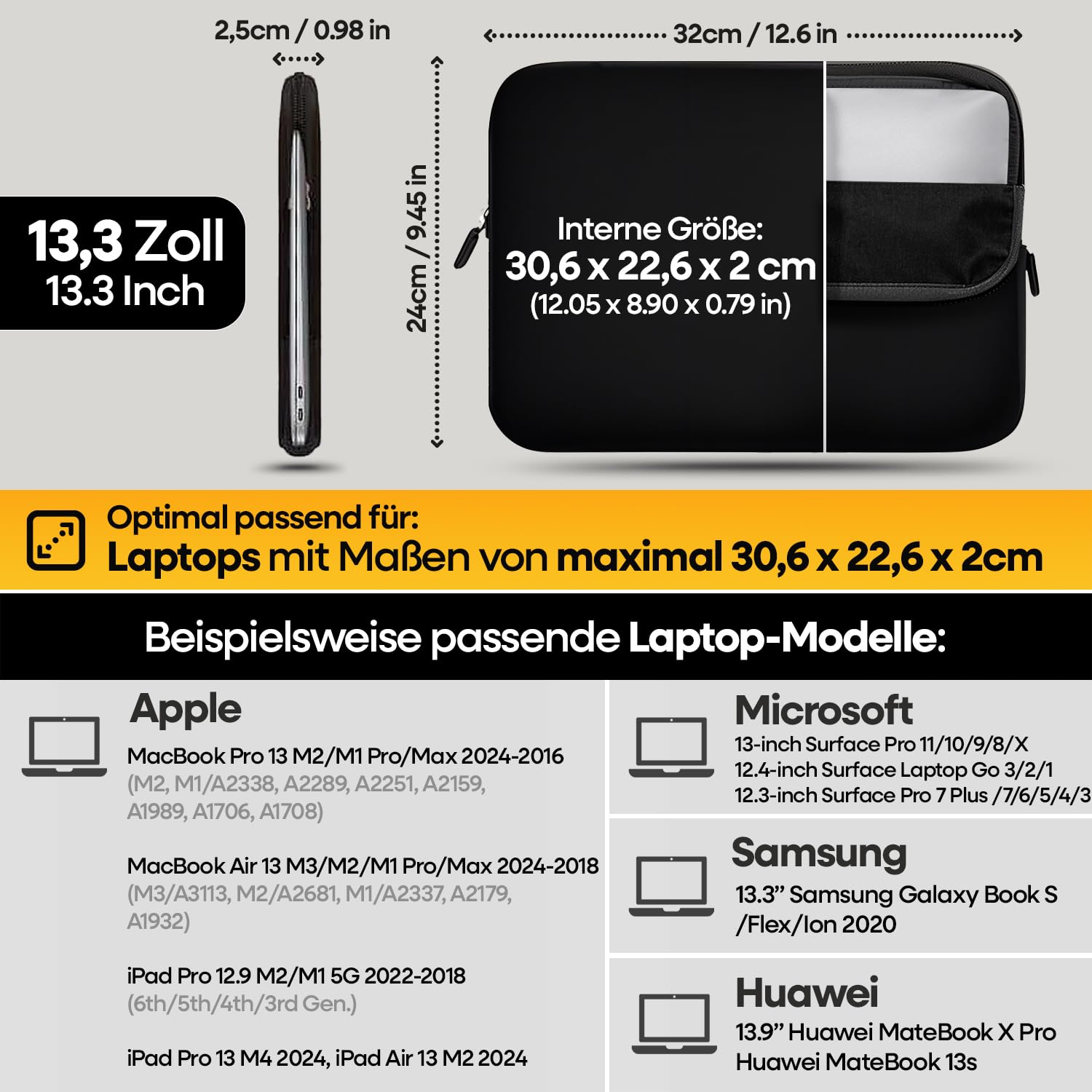 SIDORENKO 13-13.3 Pollici Custodia Notebook - Borsa per Laptop in Neoprene Compatibile con MacBook PRO/MacBook Air/Lenovo, 42 Disegni da Scegliere, Blu - 2