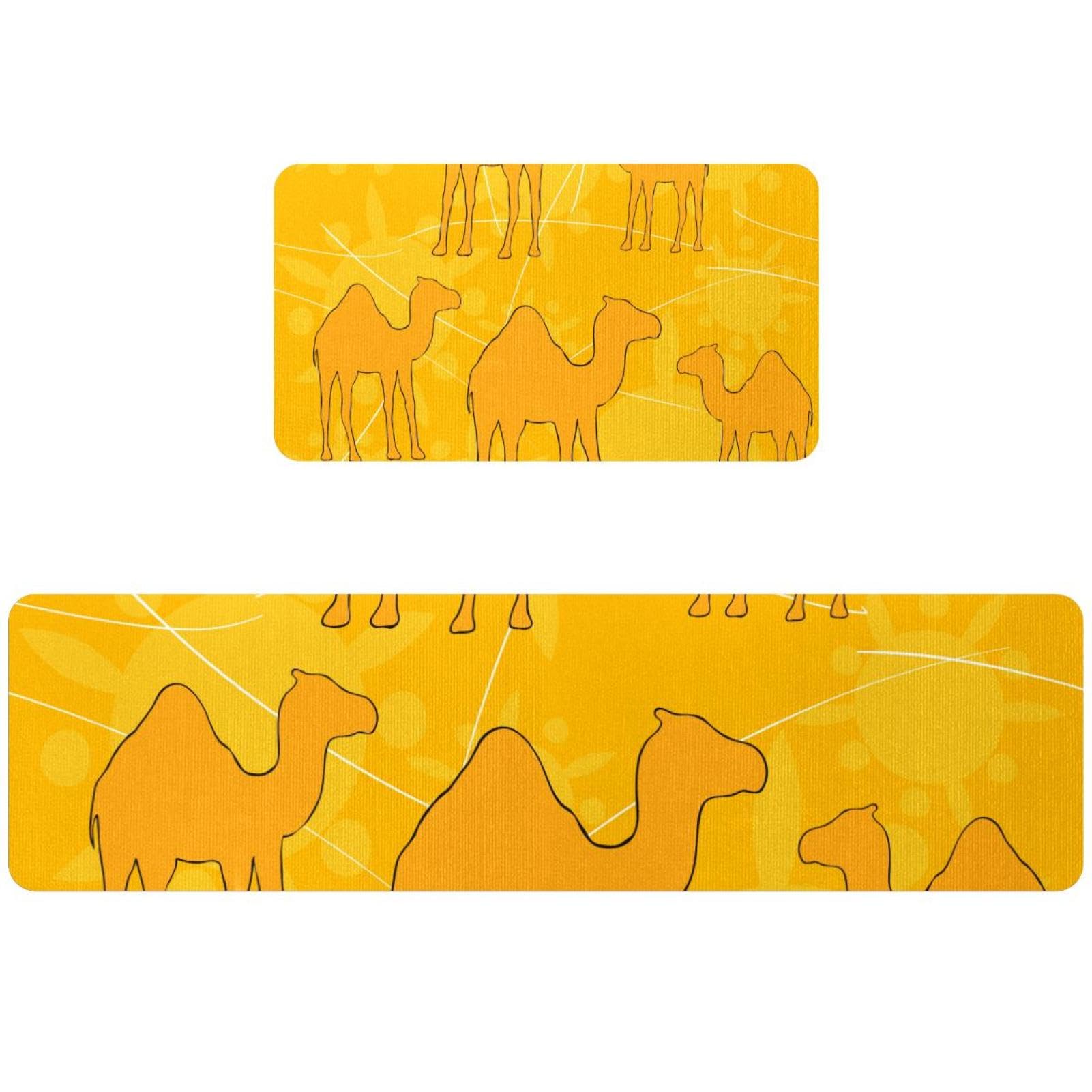 Tapete de cocina de 2 piezas con diseño de animales salvajes y base antideslizante