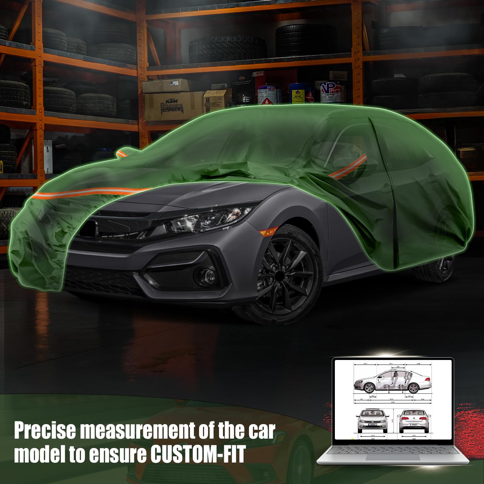 Waterproof Car Covers Replace for 2011-2025 Honda Civic Multilayer Heavy Duty with Cotton Liner All Weather Custom-fit Car — view 8