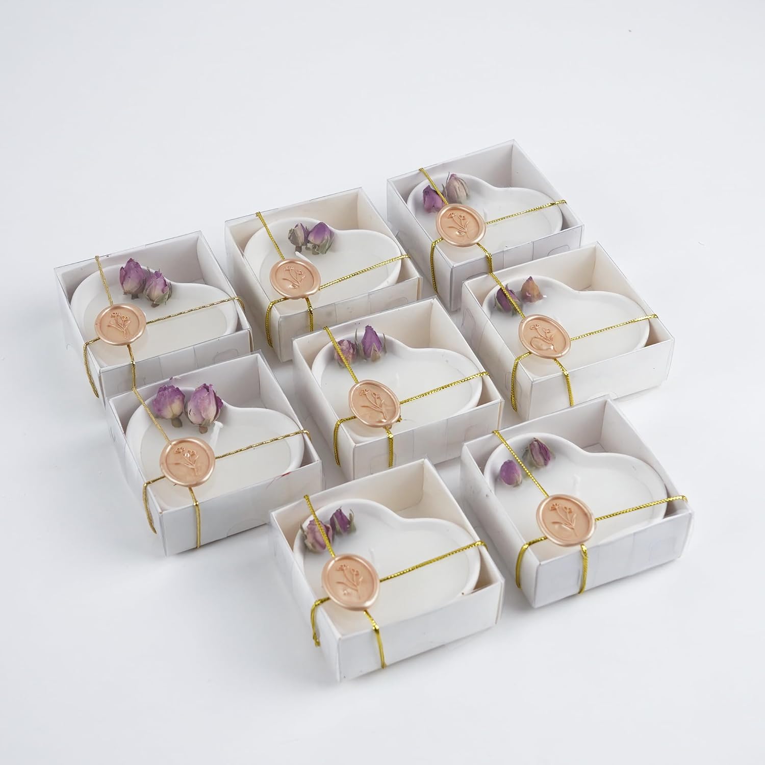 Lavender Scented Mini Heart Candles 8 Pack Handmade Vegan Candle in Ceramic Holder for Special Moments Wedding Favors