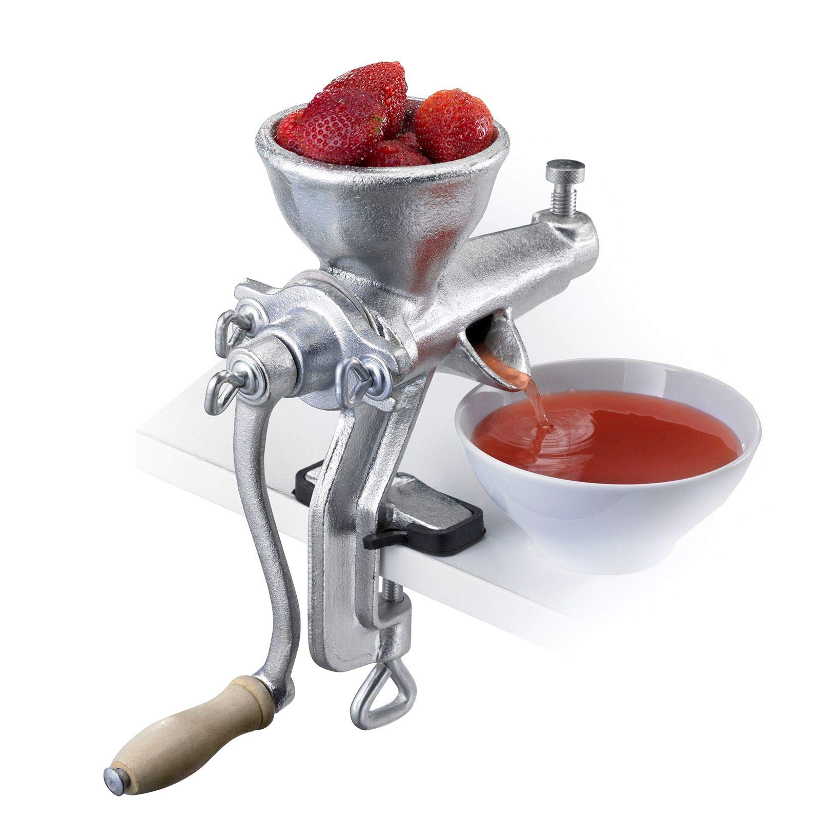 Westmark Presse à jus et à Fraises, avec Serre-joint à vis pour Montage sur Table, en Acier, Starke Else, Argenté, 97482260