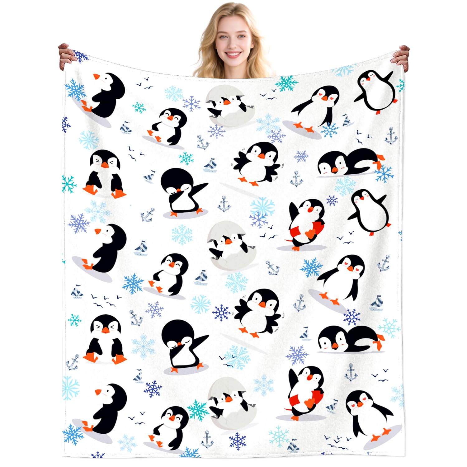 Penguin Gifts for Women Kids Penguins Throw Blanket Stuff Plush Bedding Cute Animal Penguins Blankets for Girls Boys Kids Men Adults Penguin Lovers Birthday Party Decorations 60"X50"INCH