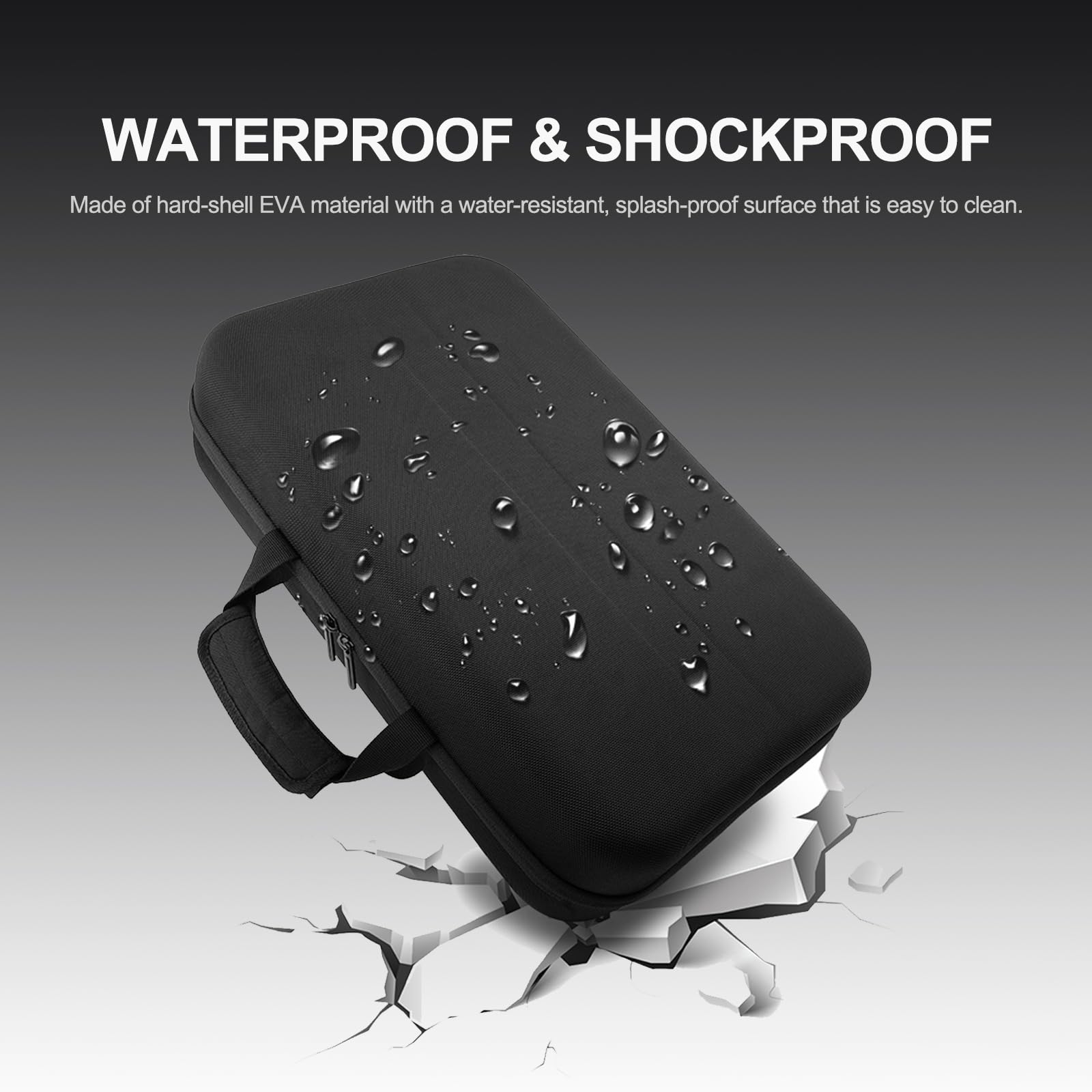 Tragetasche für MoGo 4 Projektor, wasserdichte und stoßfeste harte Reisetasche mit Schultergurt und Griff, MoGo 4 Schutzhülle für Projektor, Ladegerät, Ständer und Zubehör