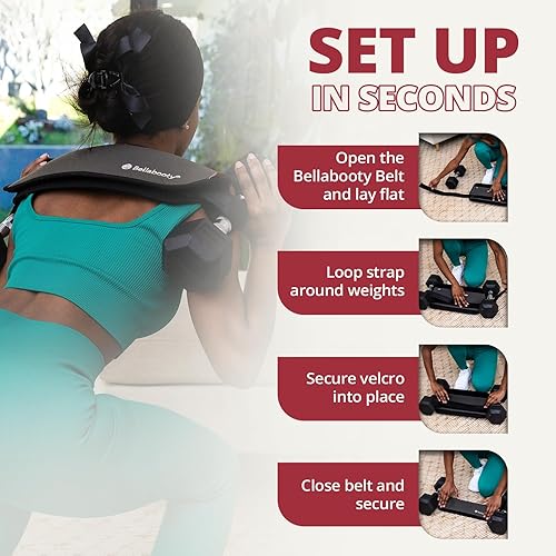 Miniatura 8 de Bellabooty Cinturón de empuje de cadera para ejercicio, fácil de usar con mancuernas, pesas rusas o platos, acolchado antideslizante que protege tus