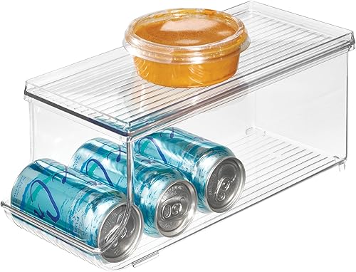 iDesign Organizador de latas de soda con tapa para despensa o refrigerador, transparente, fabricado en Estados Unidos