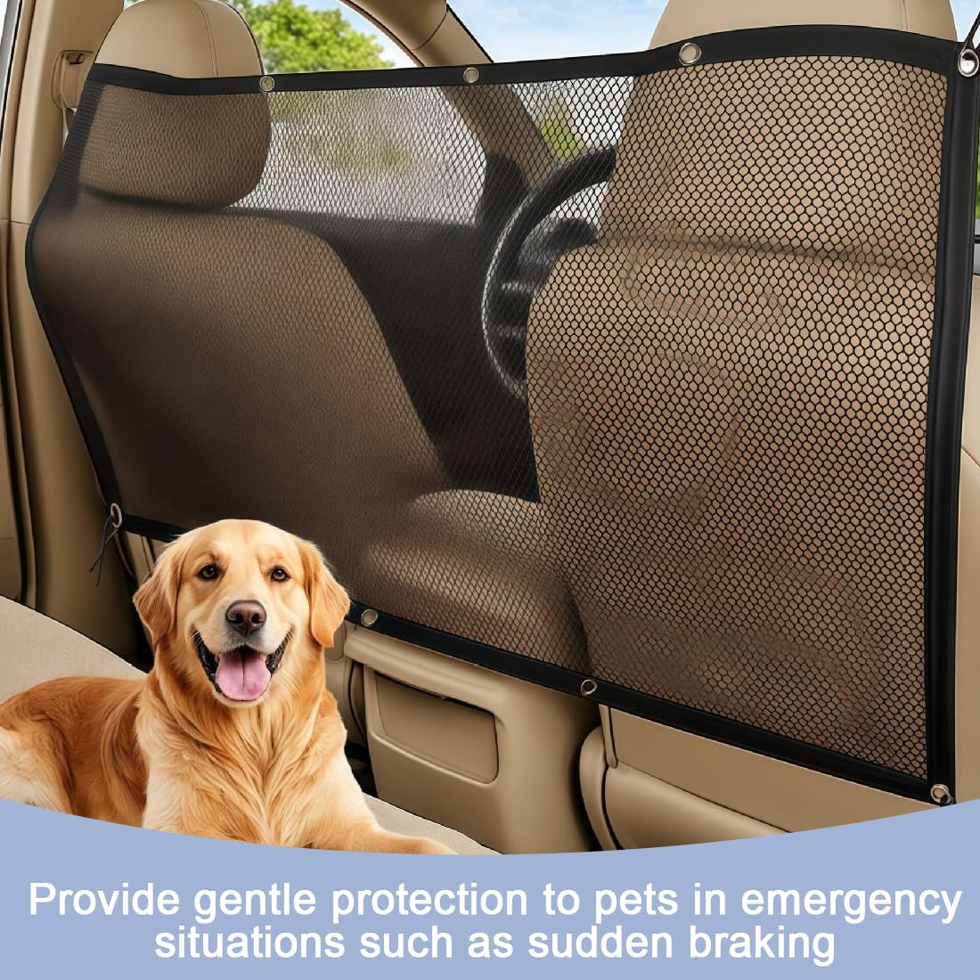 116 X 76 Cm Barrera Para Coche Para Perros Barrera Para Mascotas Para Vehículo Malla Para Asiento Trasero Red Divisora Para Coche Con Cuerda De Ajuste Y Gancho Adecuado Para Camionetas Suv — view 6