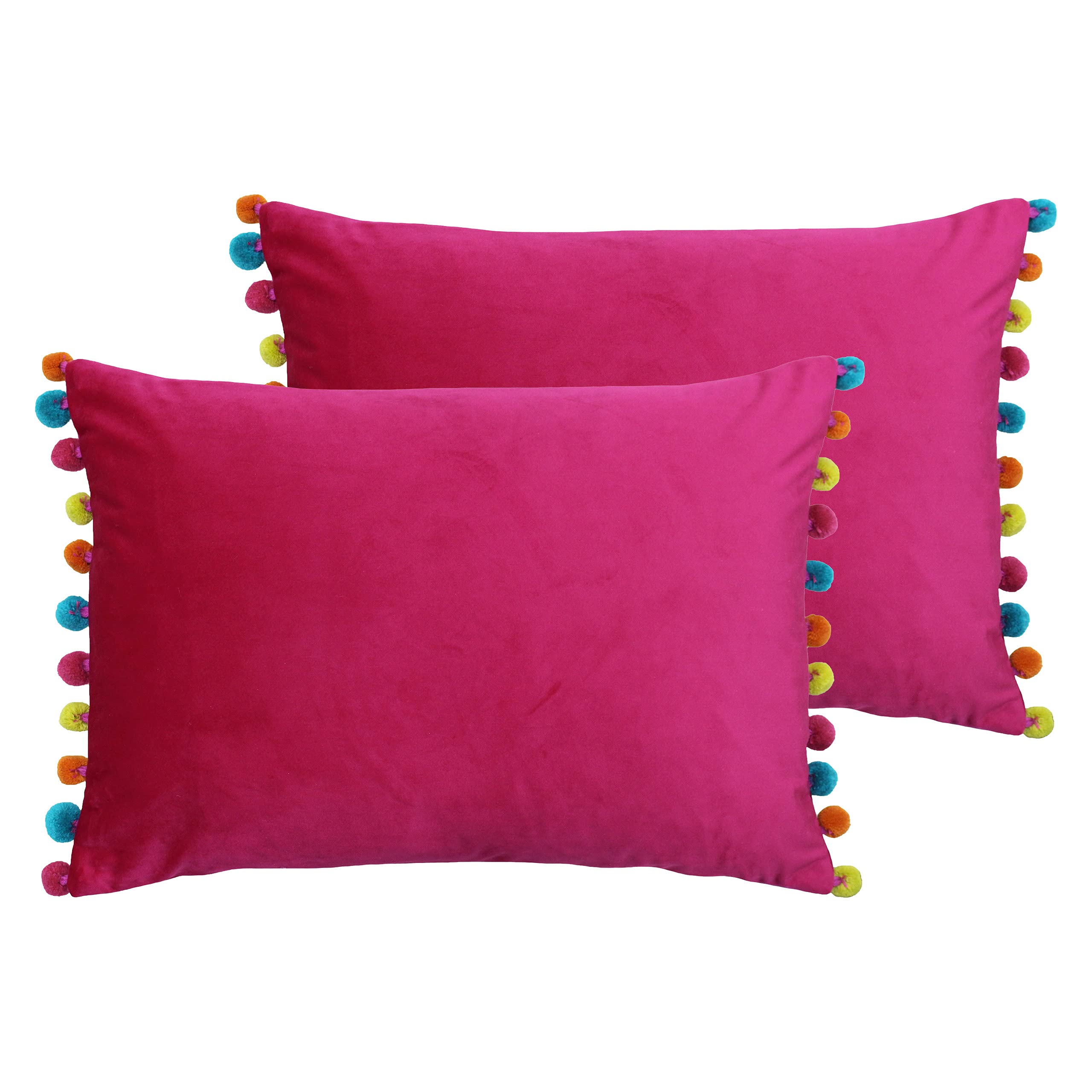 Paoletti Fiesta Polyester Filled Cushions (Twin Pack), Polyester, Pink/Multi