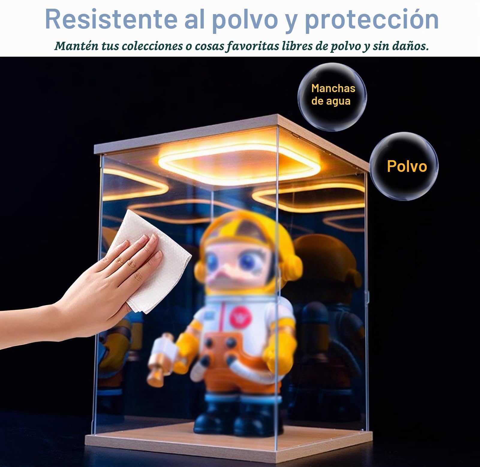 Vitrina de Acrílico Vitrina Alta de Acrílico con Puerta Iluminada y Luz LED, Cajas de Almacenamiento Y Exhibición de PVC para Coleccionables, Vitrina Grande A Prueba Polvo(20x20x35cm/8x8x14in)