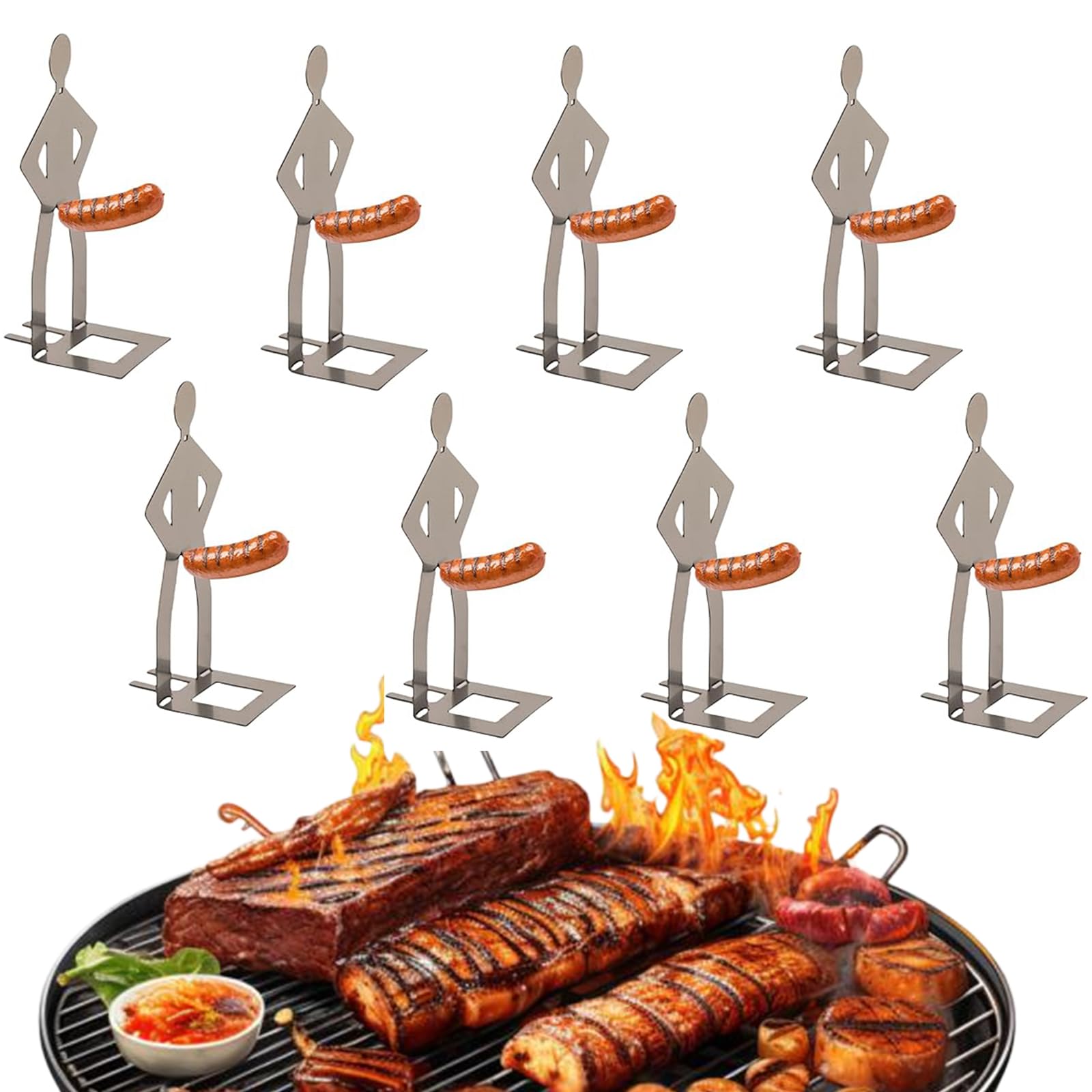 Parrilla para salchichas reutilizable en acero inoxidable con soportes estables de diseño
