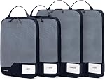 ECOHUB 4 Ensemble cubes d'emballage de compression pour le voyage, sac organisateur de valises avec étiquette, sac de voyage pour transporter sur bagages, esquisse vacances de plage, accessoires de voyage de bateau de croisière, vert