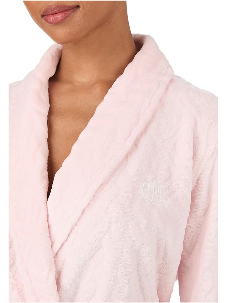 Pink Lauren Ralph Lauren Long Sleeve Shawl Collar Long So Soft Robe