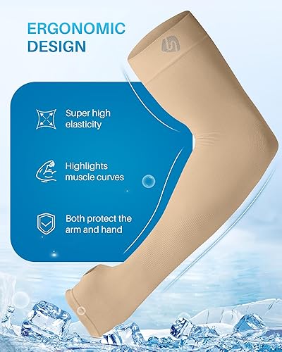 Miniatura 3 de Mangas para brazo, para hombres o mujeres. Para calentar o refrescar. Guantes de Compresión con factor de protección de los rayos ultravioleta UPF