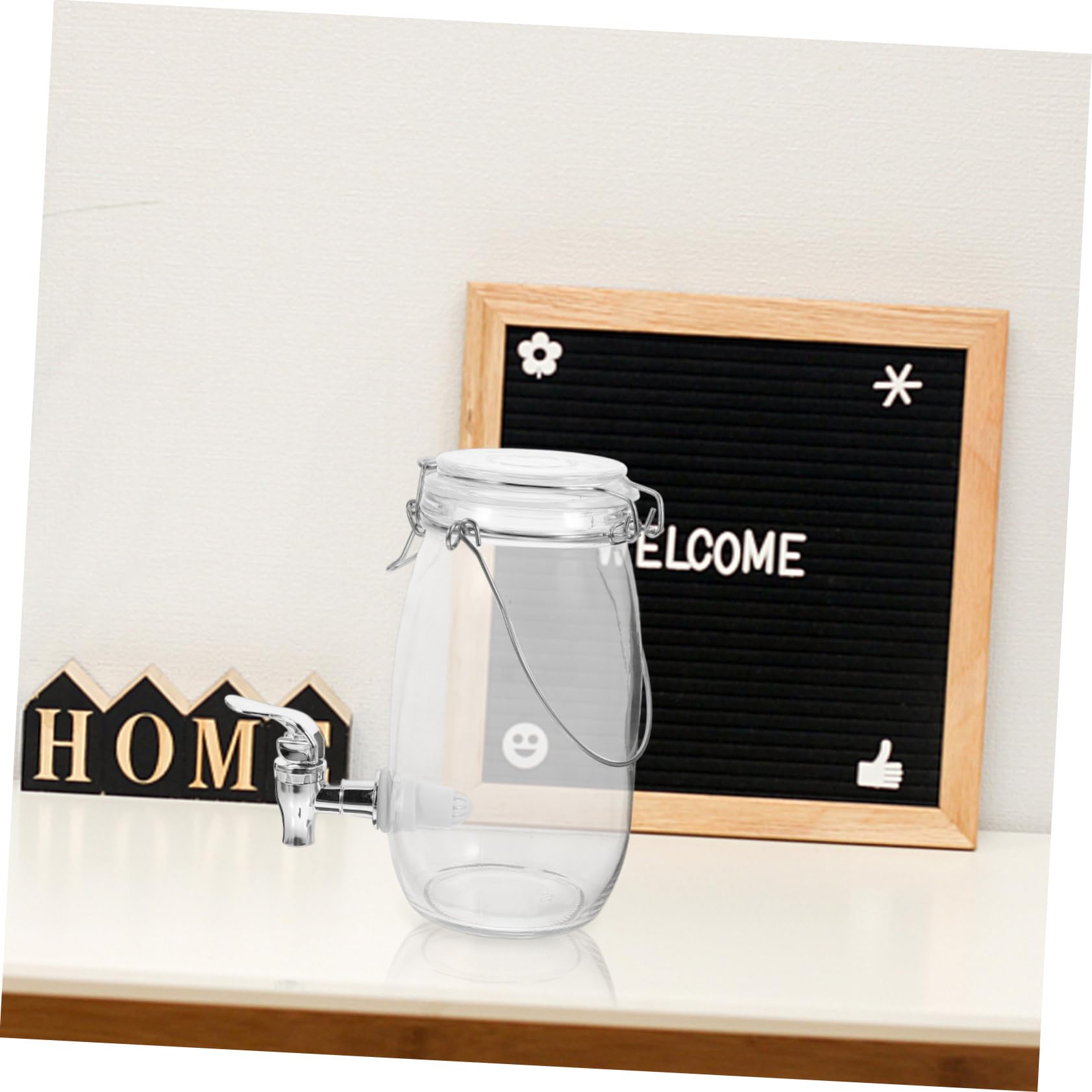 ABOOFAN Dispenser Vetro con Rubinetto da 1,5l per Cucina con Design a Rubinetto e Chiusura Ermetica in Vetro e Abs per Conservare e Servire Bevande
