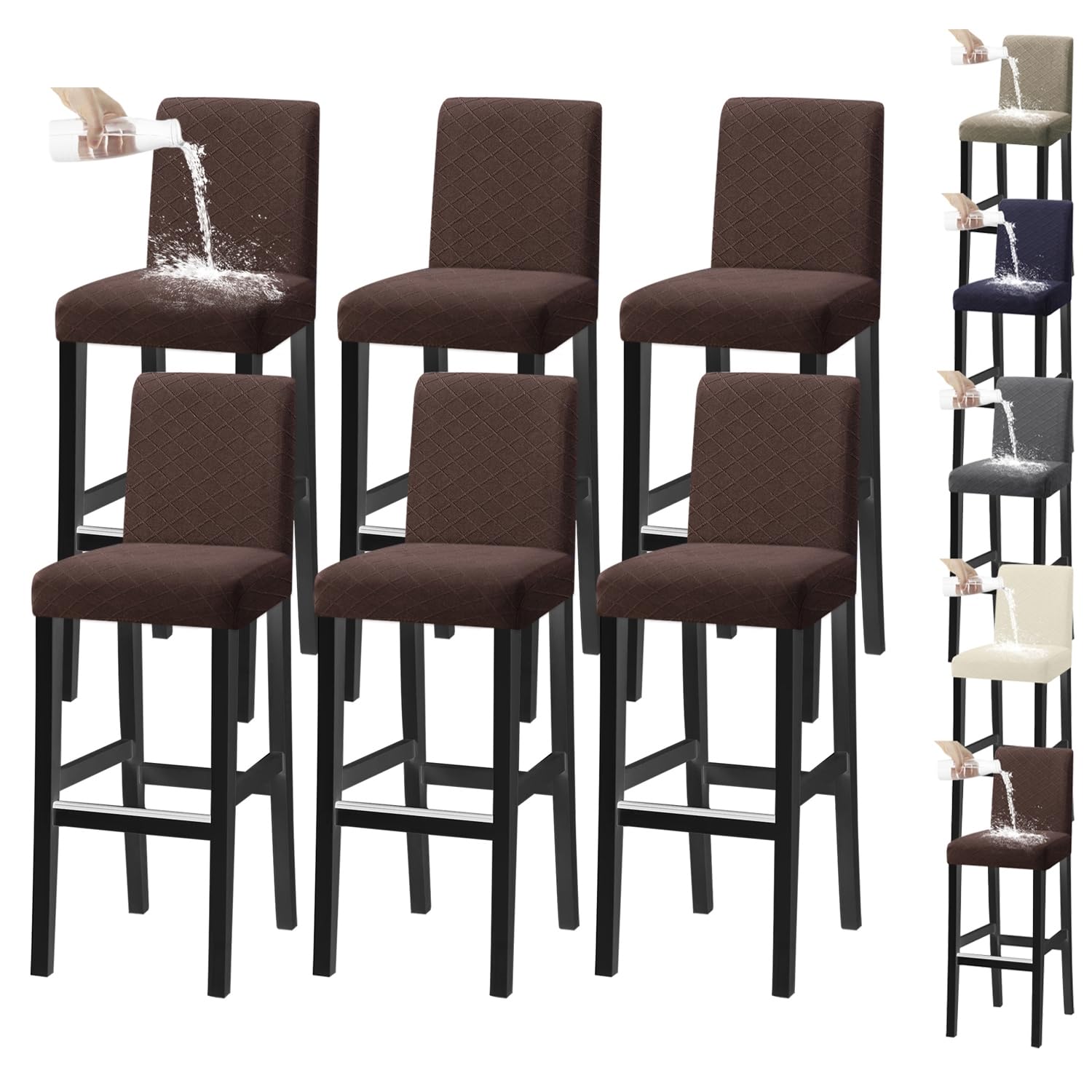 Housses de tabouret bar marron déperlantes pour sauver vos chaises des taches