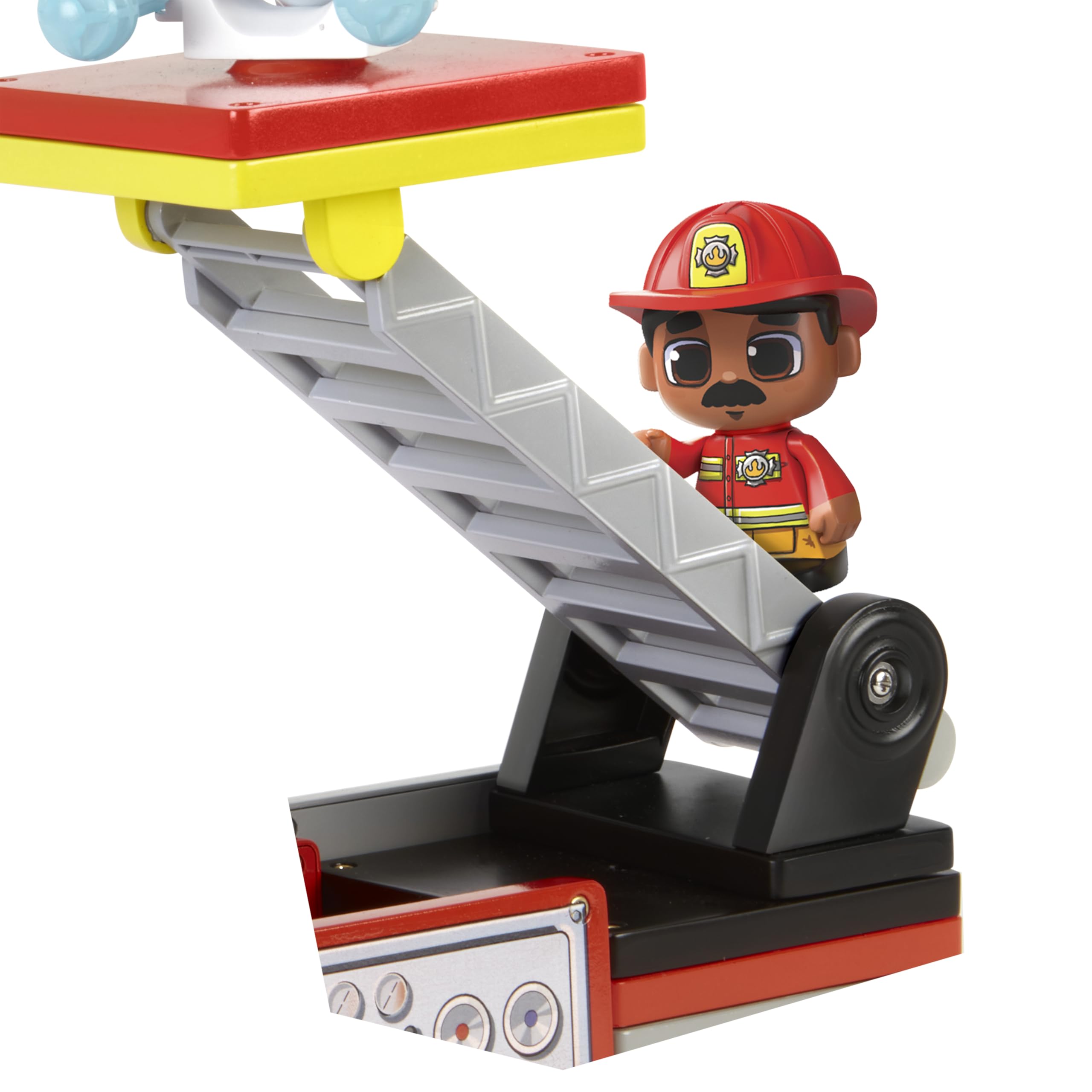 TILE TOWN Firetruck Magnetic Tiles Building Vehicle Playset With Lights & Sounds + Figure, Kids 3-5+, New ACTION TILES for Action Play, Realistic Builds, STEM Creative Toy, Great Gift for Boys & Girls