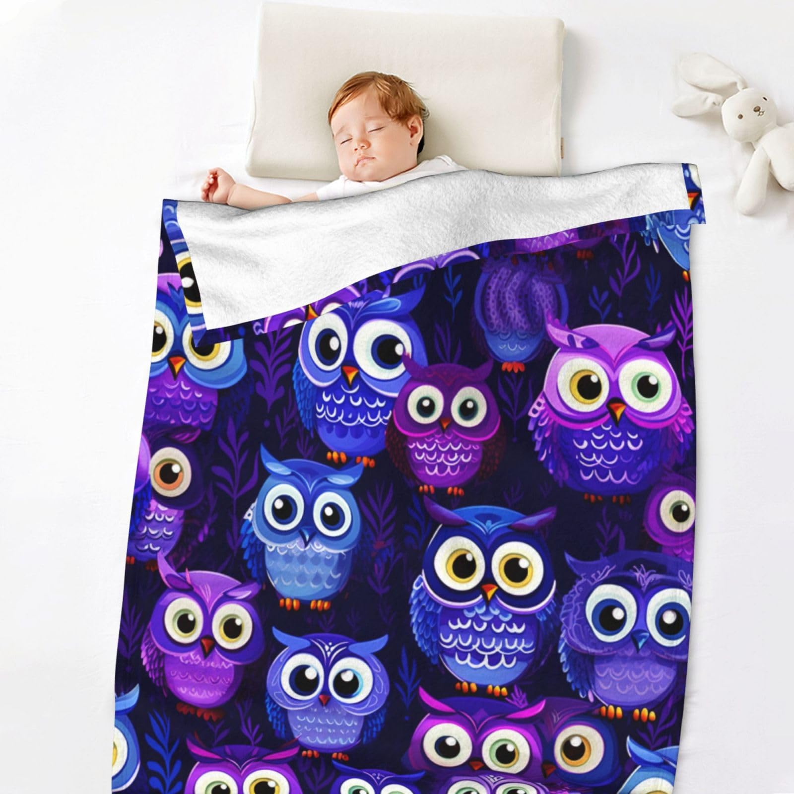 Manta De Búhos Para Niños - Franela Suave Para Sofá, Cama O Viajes (40x50 Pulgadas)