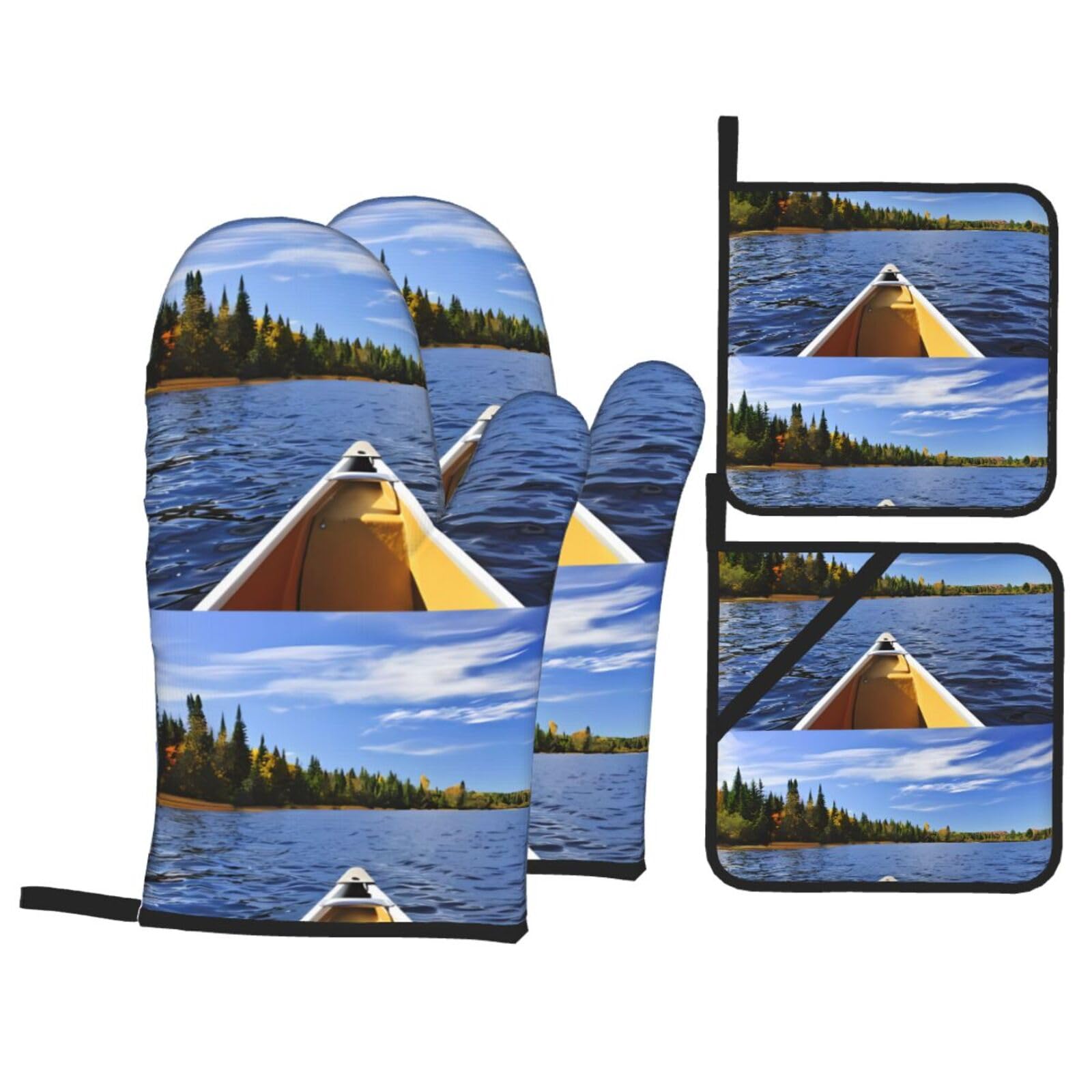WHJSHOP landscape Prints Oven Mitts & Pot Holders Set - Waterproof Kitchen Layers & Heat Resistant - Durable Covers for Safe Cooking & Easy Cleanup