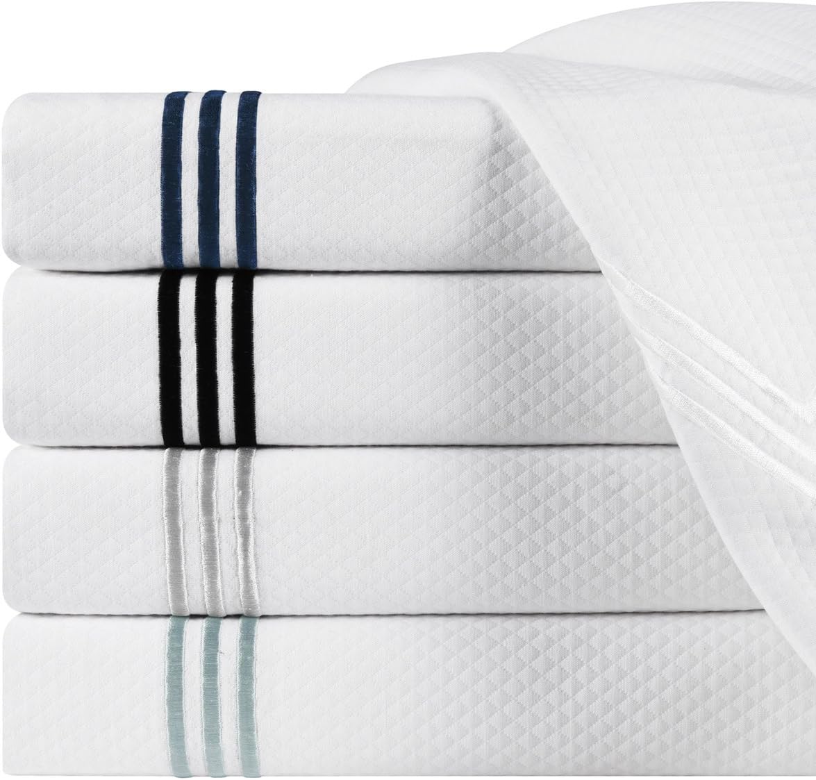 Echelon Home Collection Navy Echelon Hotel Three Line Shower Curtain : Home & Kitchen
