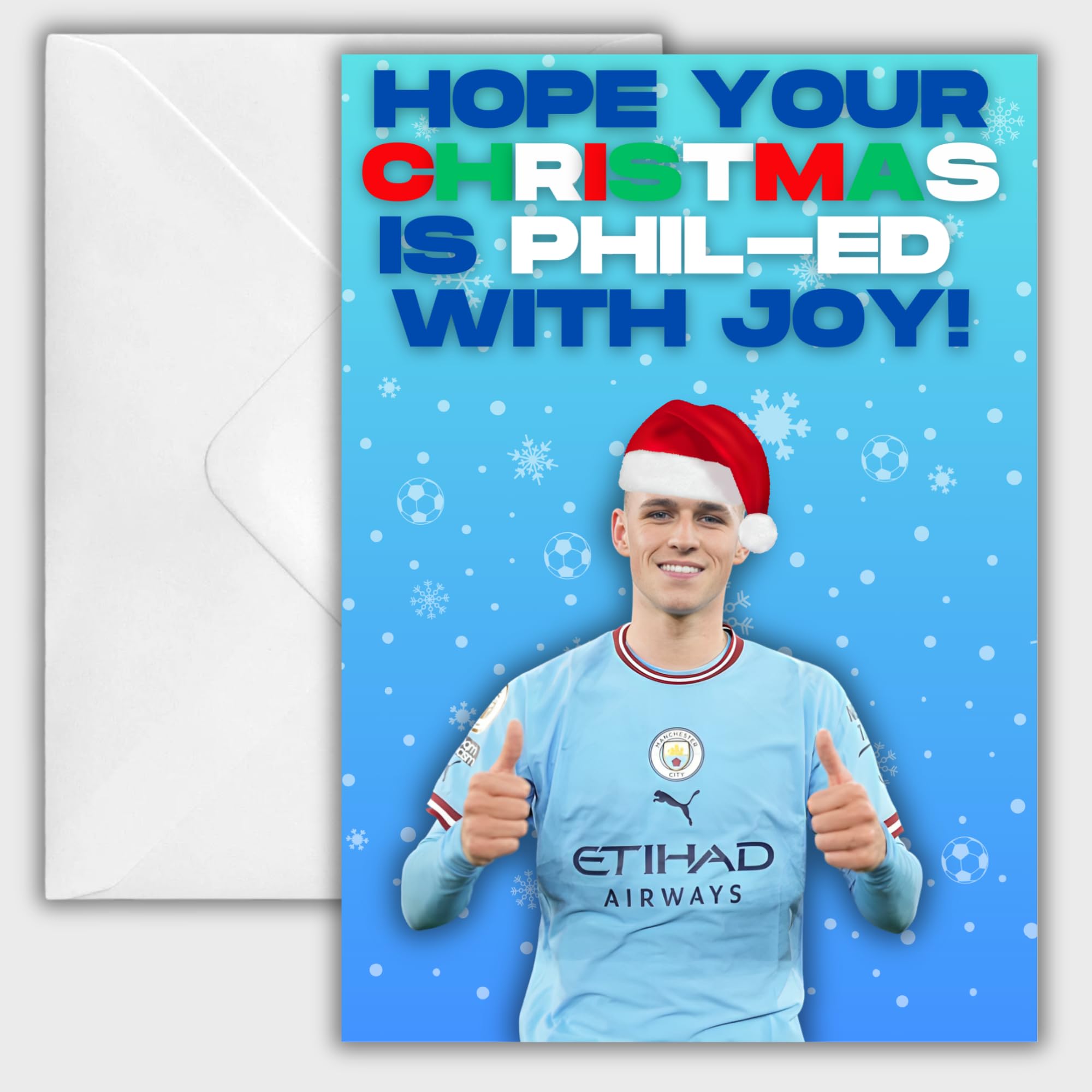 Foden Football Christmas Card, Manchester City Football Fan Christmas Card, Football Christmas Card For Him