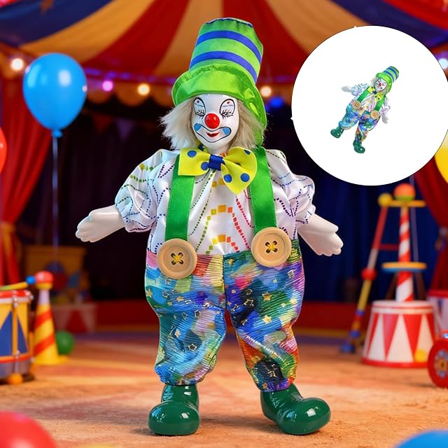 Foto 2 de 8 de Oxxggkao Figura decorativa de payaso con extremidades articuladas, figura de centro de mesa para carnavales
