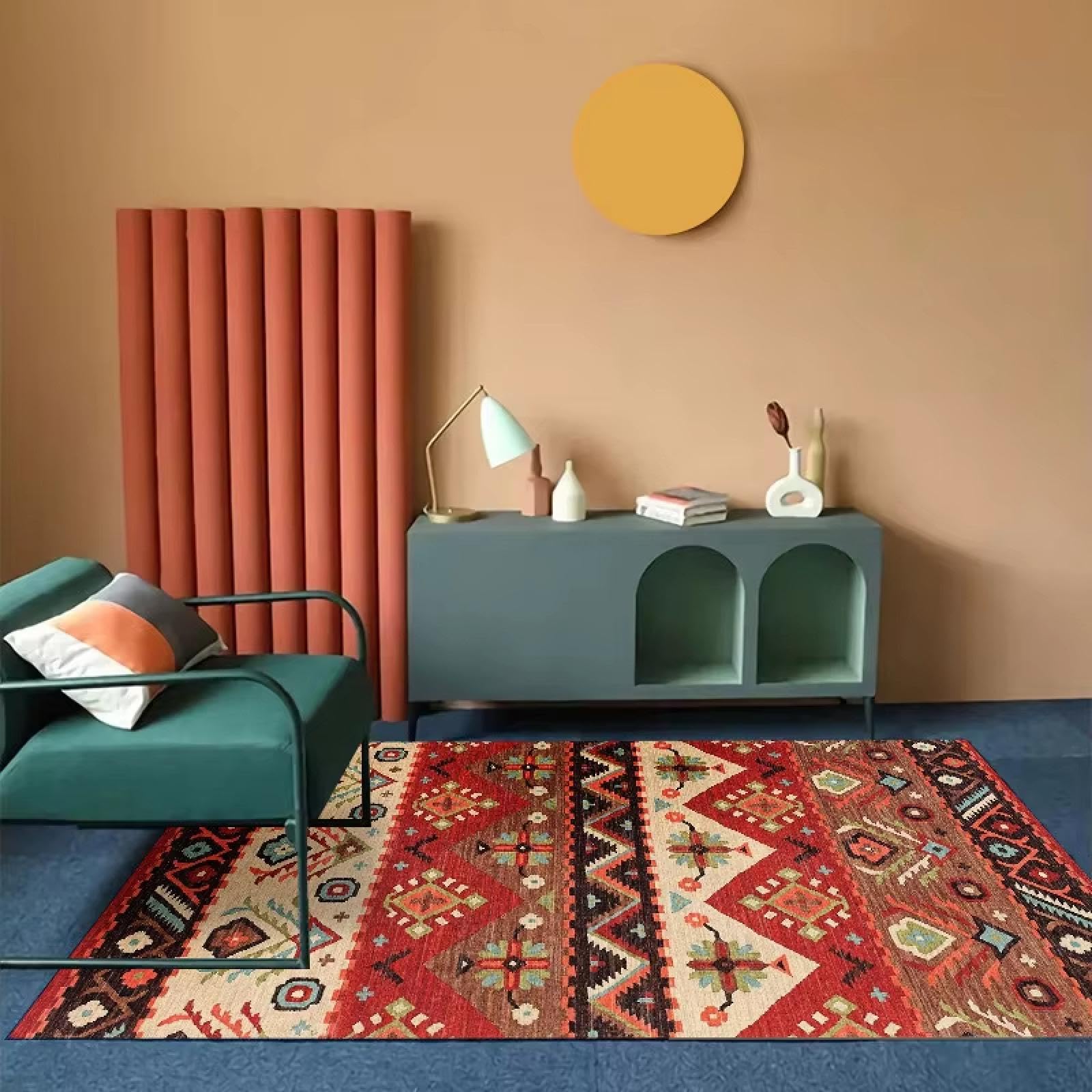 Alfombras bohemias para sala de estar: transforma tu hogar con un toque étnico de 120x150cm