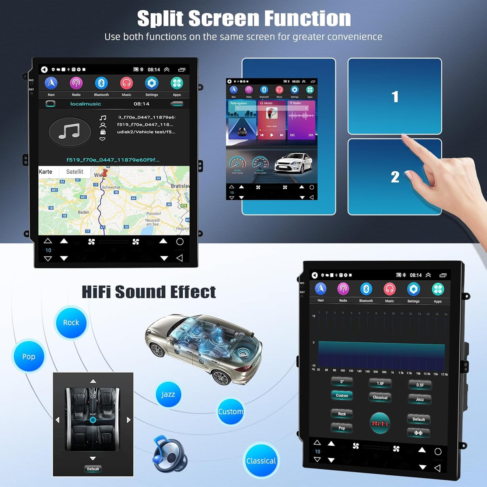 Android 15 Upgrade Radia Samochodowego do Fo-rd Mustang 2010 2011 2012 2013 2014, Obsługuje Bezprzewodowy CarPlay/Android Auto, 9.7" Pionowy Ekran Dotykowy, WiFi/Bluetooth/GPS/FM/Kam(Size:4Core 2+32G)