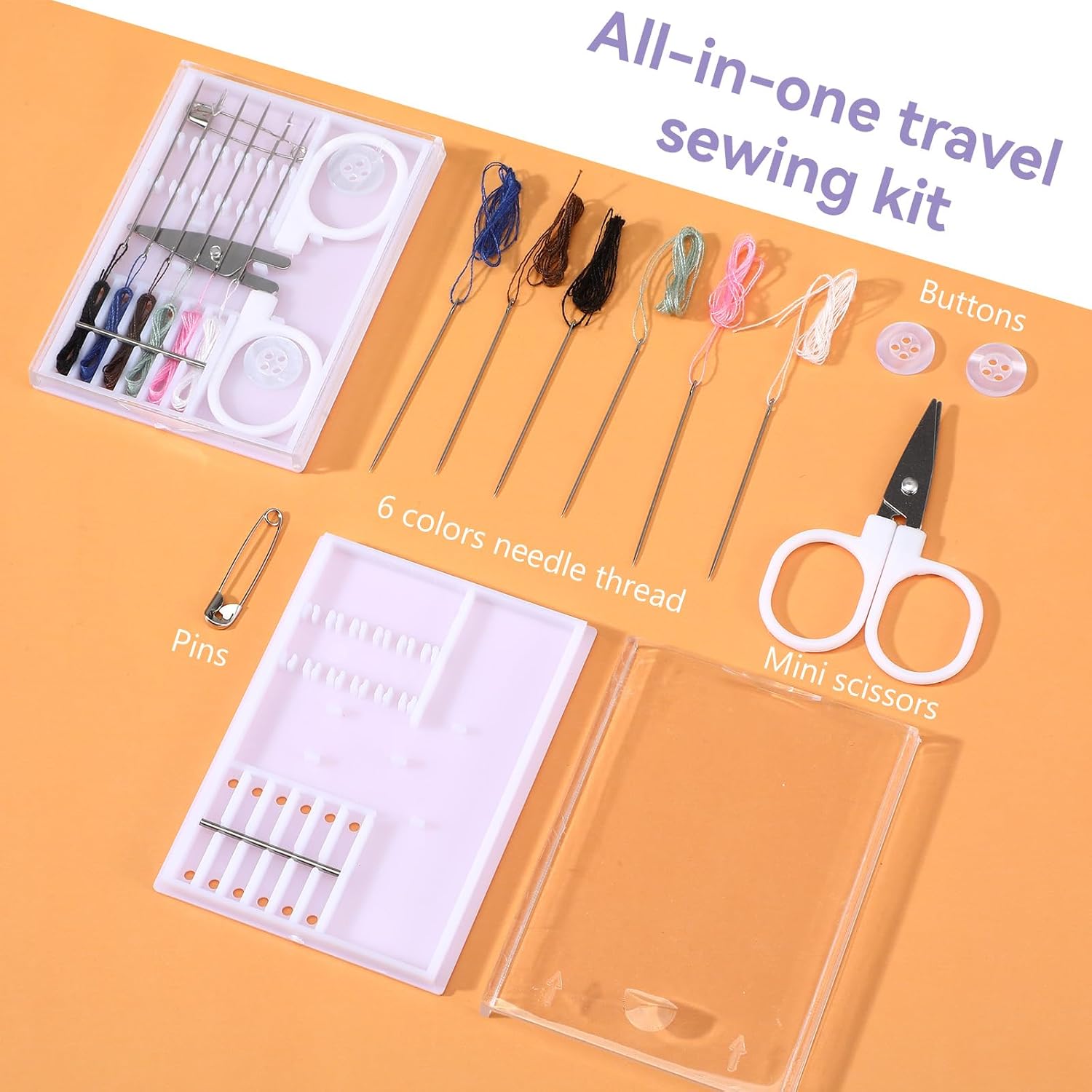 50 Boxes Mini Travel Sewing Kit, Portable Quick Fix Sewing Set for Adults
