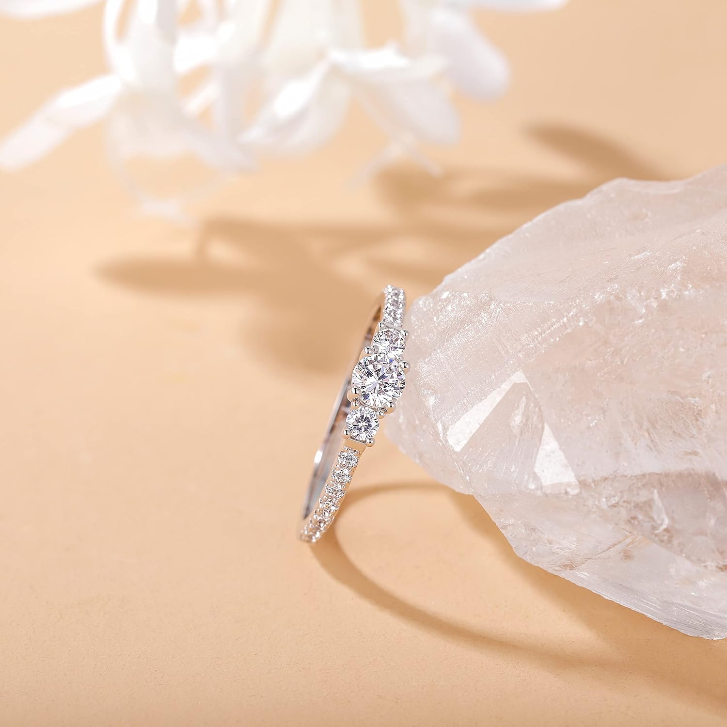 SHINYSO Wedding Band for Women Cubic Zirconia CZ Engagement Ring Anniversary Promise Eternity Jewellery Rings Size 4-10 - Image 2