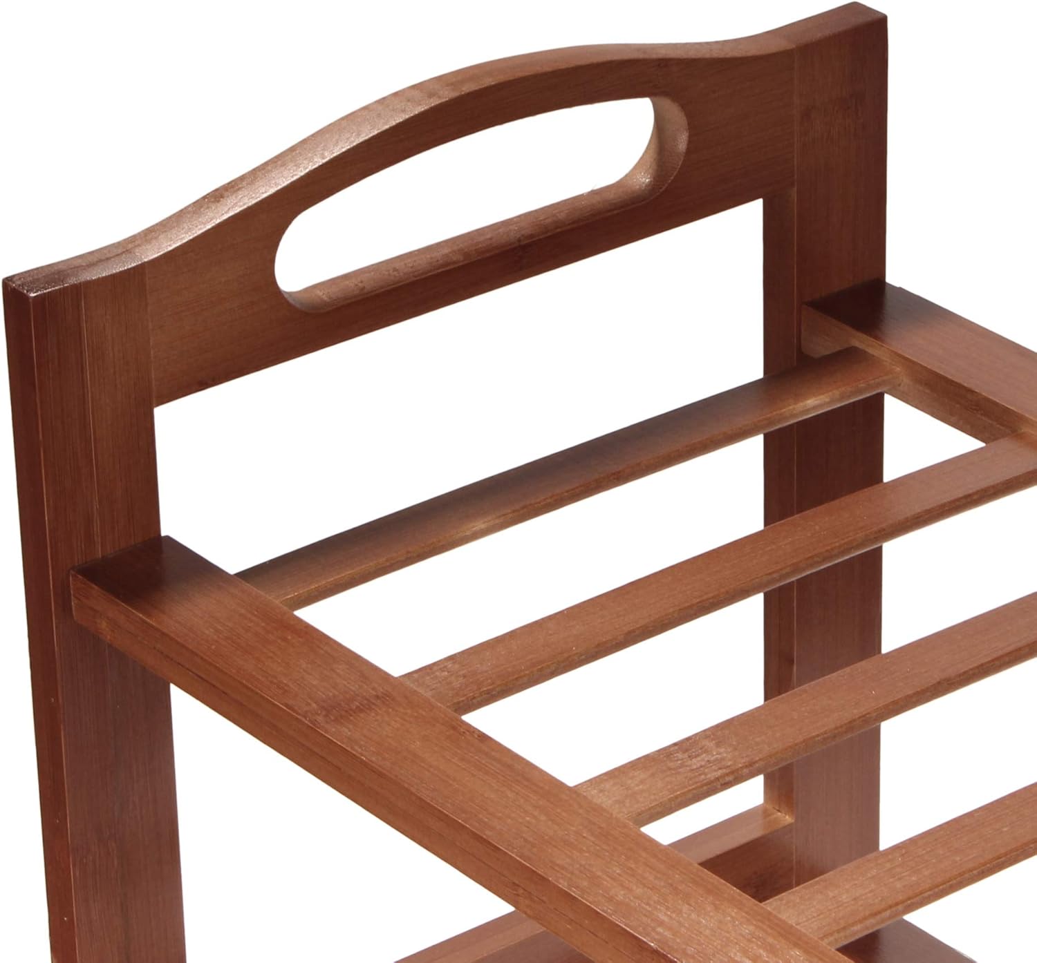 BambooMN 2-Tier Bamboo Wood Shoe Rack, for Entryway or Doorway - Brown Finish - Single Rack
