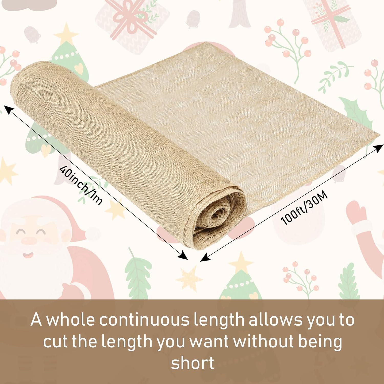 Tranqun 40'' x 100 ft Burlap Fabrics Roll Natural Burlap Tree Wrap Winter Garden Frost Plant Protection Blankets Cloth Weed Barrier Craft Projects and Party Decor