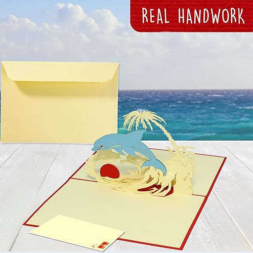 Miniatura 4 de LINPOPUP® Tarjeta emergente, tarjeta emergente 3D, tarjeta de cumpleaños, tarjeta de felicitación, certificado de regalo, delfín, N139