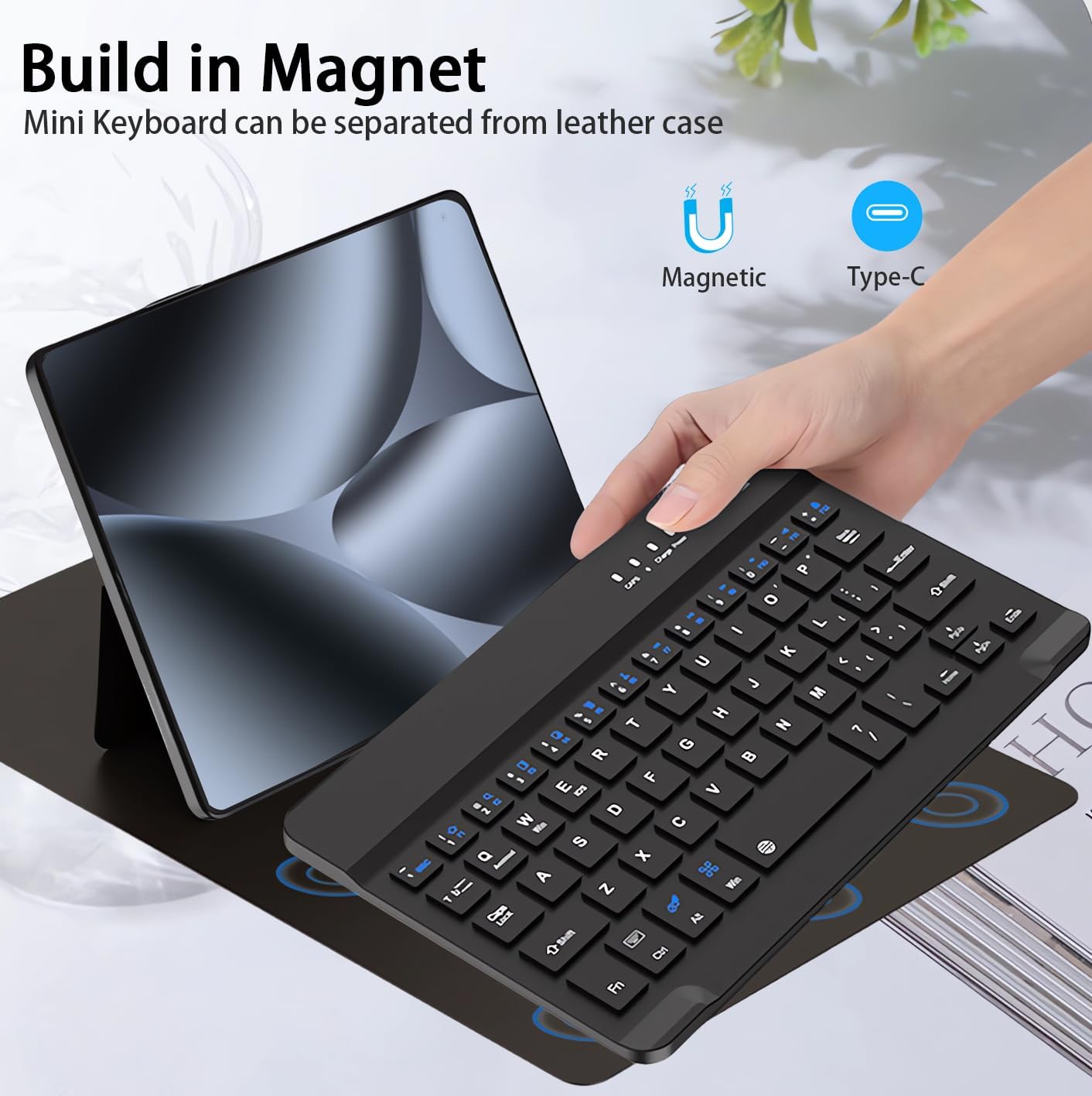 for Google Pixel 10 9 Pro Fold Keyboard and Mouse, Portable Mini Bluetooth Keyboard with Leather Case and Pen, 4 in 1 Set for Pixel 10 Pro Fold Accessories