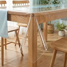 Transparent PVC Table Cloth, 140 X 140 Cm, Square | Vinyl TableCloth, Waterproof Oil Proof Transparent PVC Tablecloth, Clear Table Cover for Kitchen Picnic Parties Camping