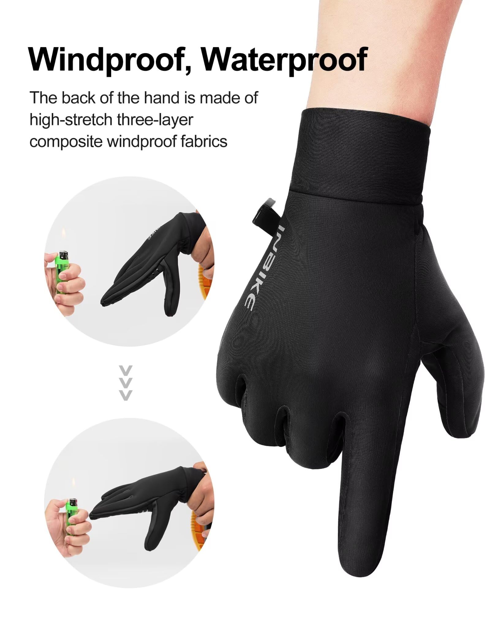 INBIKE Guantes de invierno para mujeres y hombres, guantes cálidos para pantalla táctil, resistentes al viento, resistentes al agua, forro térmico, antideslizantes y aislados