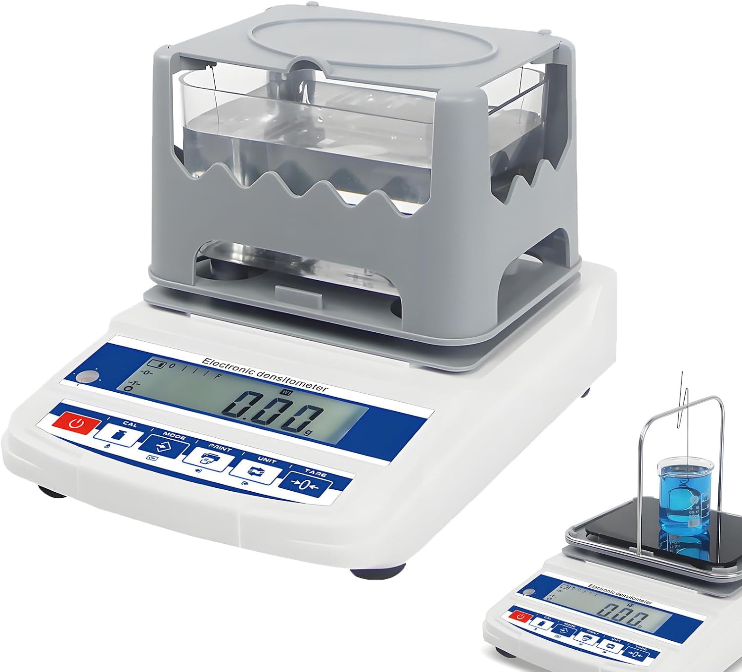 Digital Density Meter with RS-232 Printer, Precious Metal Analyzer, Precision 0.001g/cm³, Ideal for Diamonds, Rubber, Plastics, Weighing Range 0.005g-320g