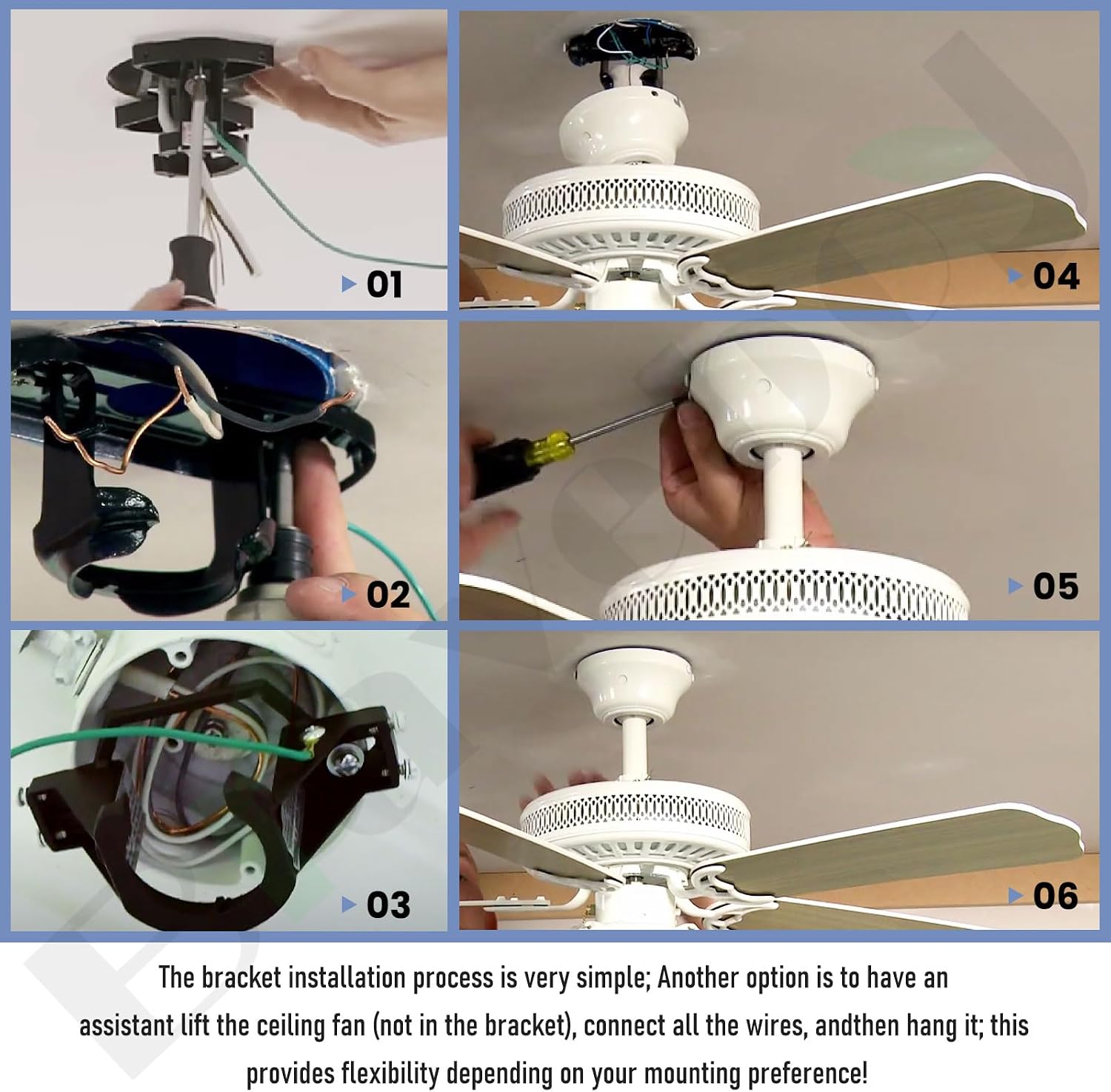 2 Pcs Ceiling Fan Mounting Bracket Ceiling Fan Mounting Kits 77059 Compatible with Ca-thedral Ca-nopy Living Room, Ceiling Fan Parts Black (Without Wire)