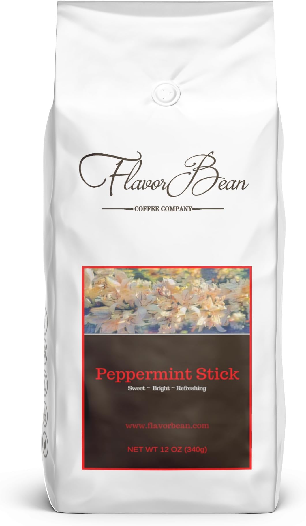 Flavorbean Peppermint Stick, 100% Arabica Coffee, Chemical Solvent Free, Whole Bean, 12 Ounce