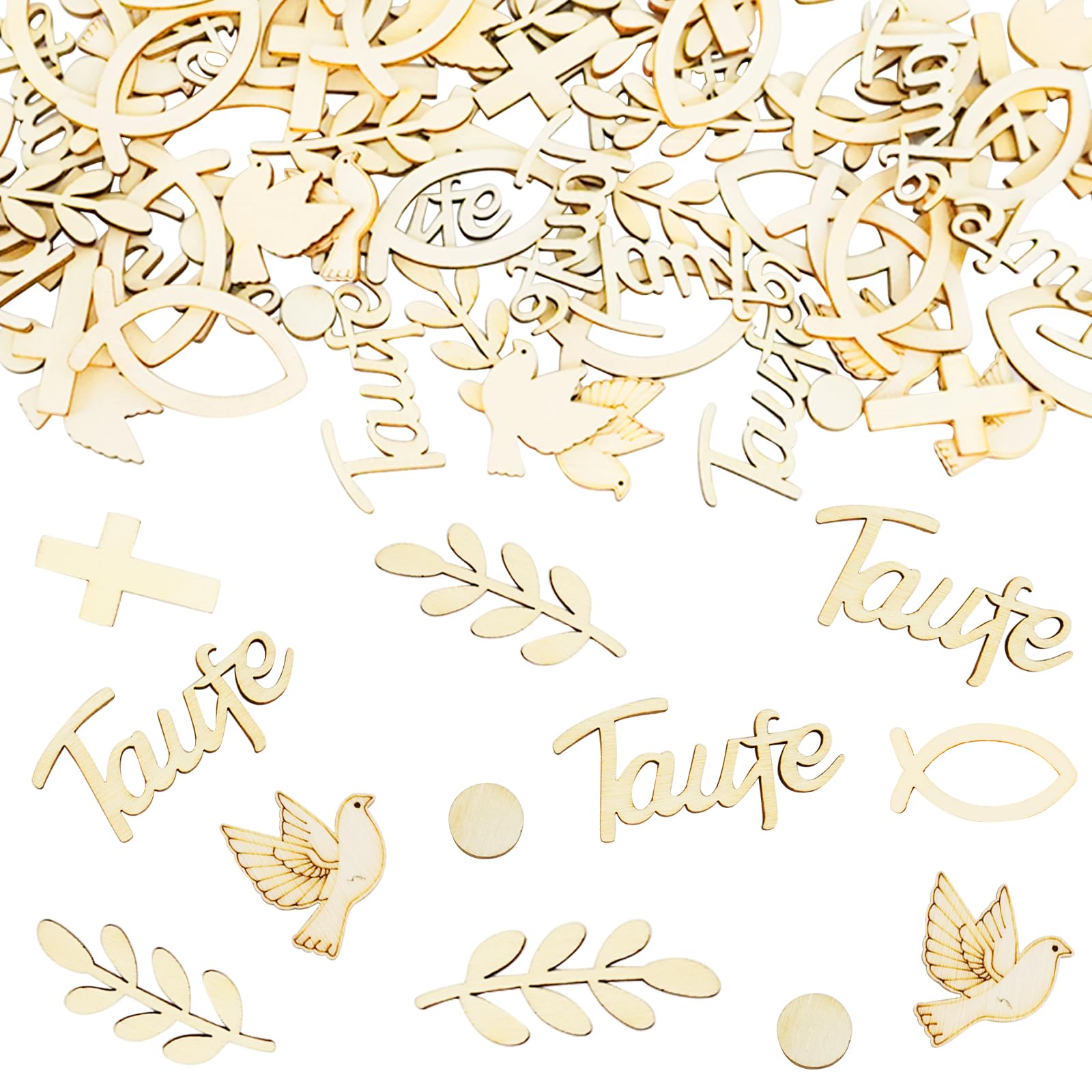 CORIANDOLI LEGNO COMUNIONE E BATTESIMO - 60 Pezzi Decorativi Per Feste - Foto 8