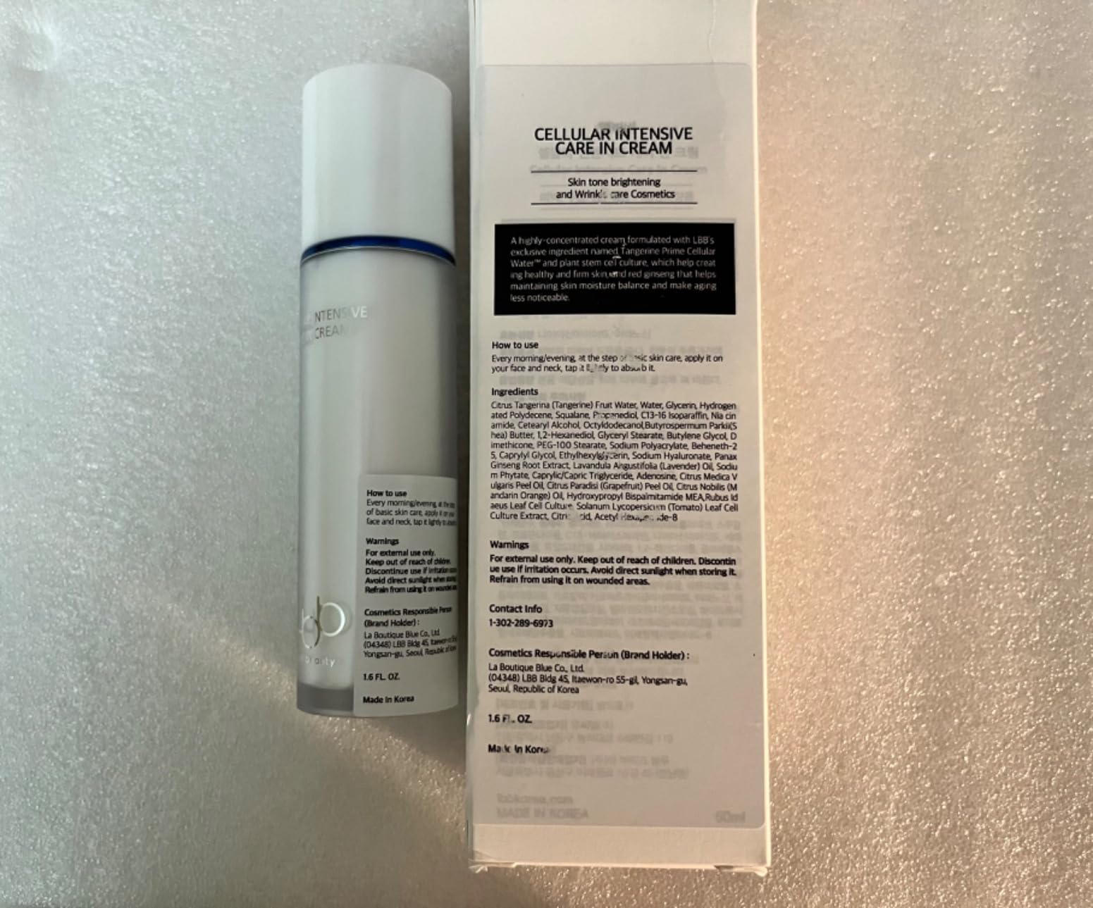 LBB CELL BEAUTY LBB Cellular Intensive Care In Cream - Vegan Antioxidant Face Moisturizer for Balanced and Youthful Skin - Improves Wrinkles, Elasticity - Tangerine Cellular Water, Plant Cell Extracts, 1.69 oz