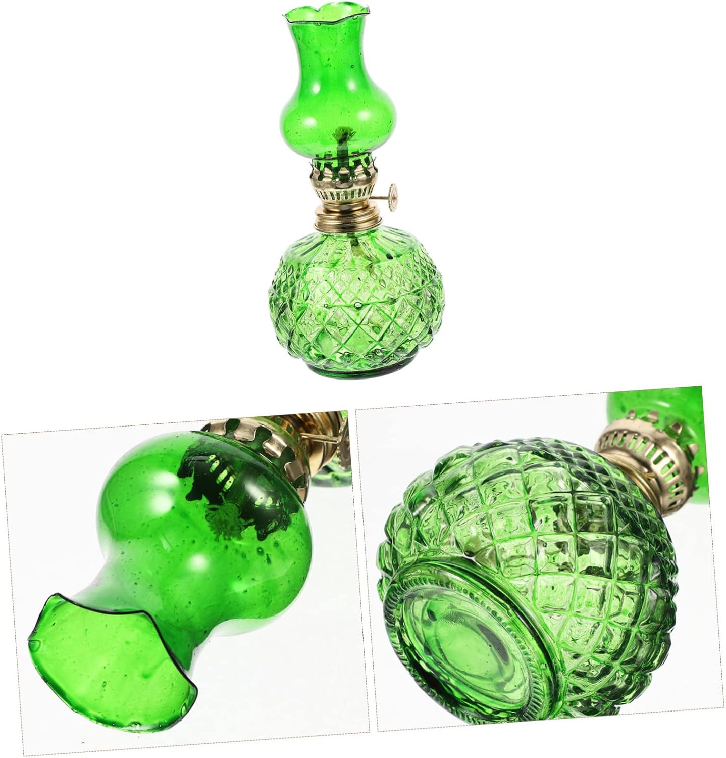 Vaguelly Retro Glass Kerosene Lamp Decorative Oil Lamp Wick Antique for Camping and Home Decor Smokeless and Odorless