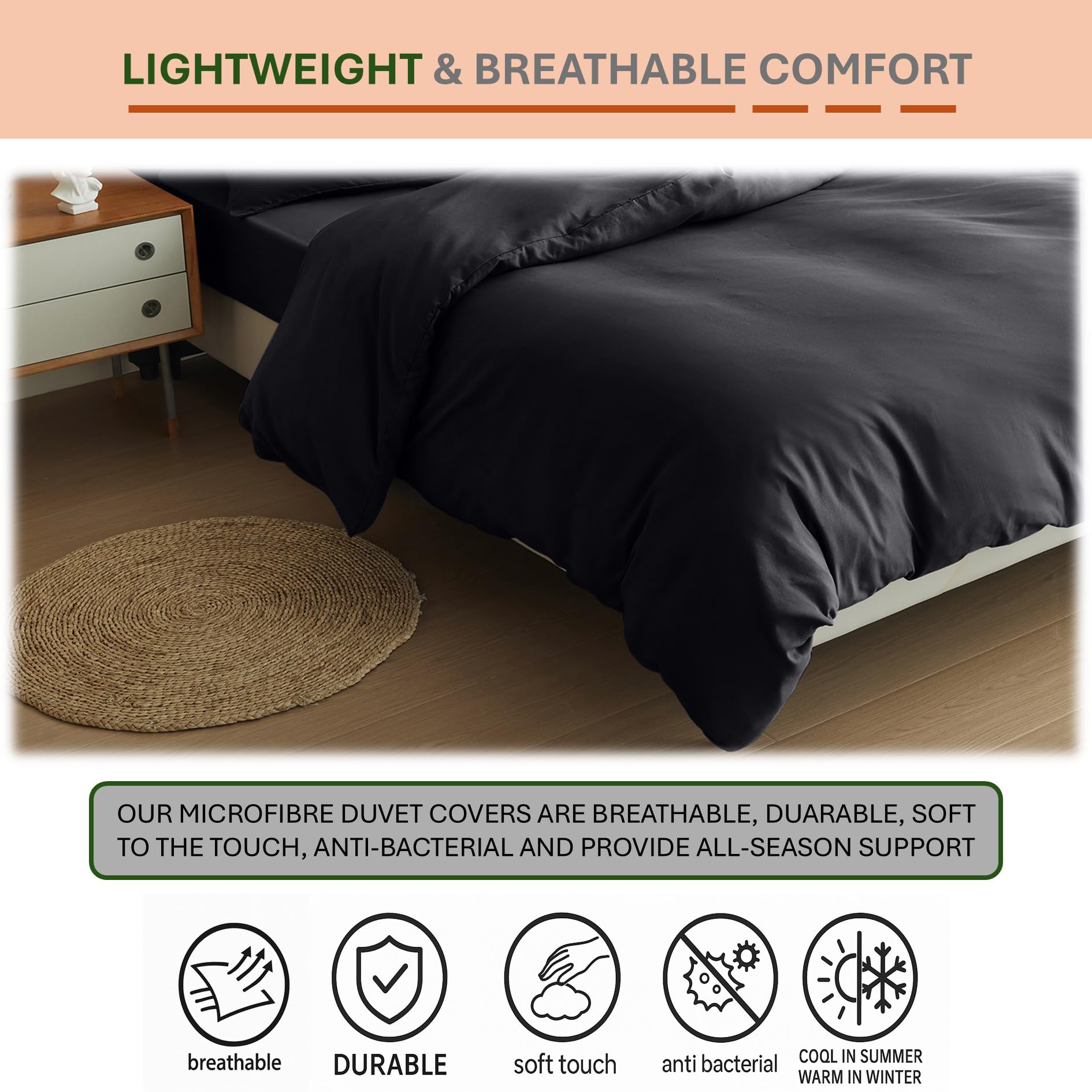 Bedsure Biancheria da letto 155x220 3 pezzi Set di biancheria da letto - Simile al cotone morbido 1 copripiumino 155x220 cm e 2 federe 80x80 cm,Verde oliva con cerniera lampo