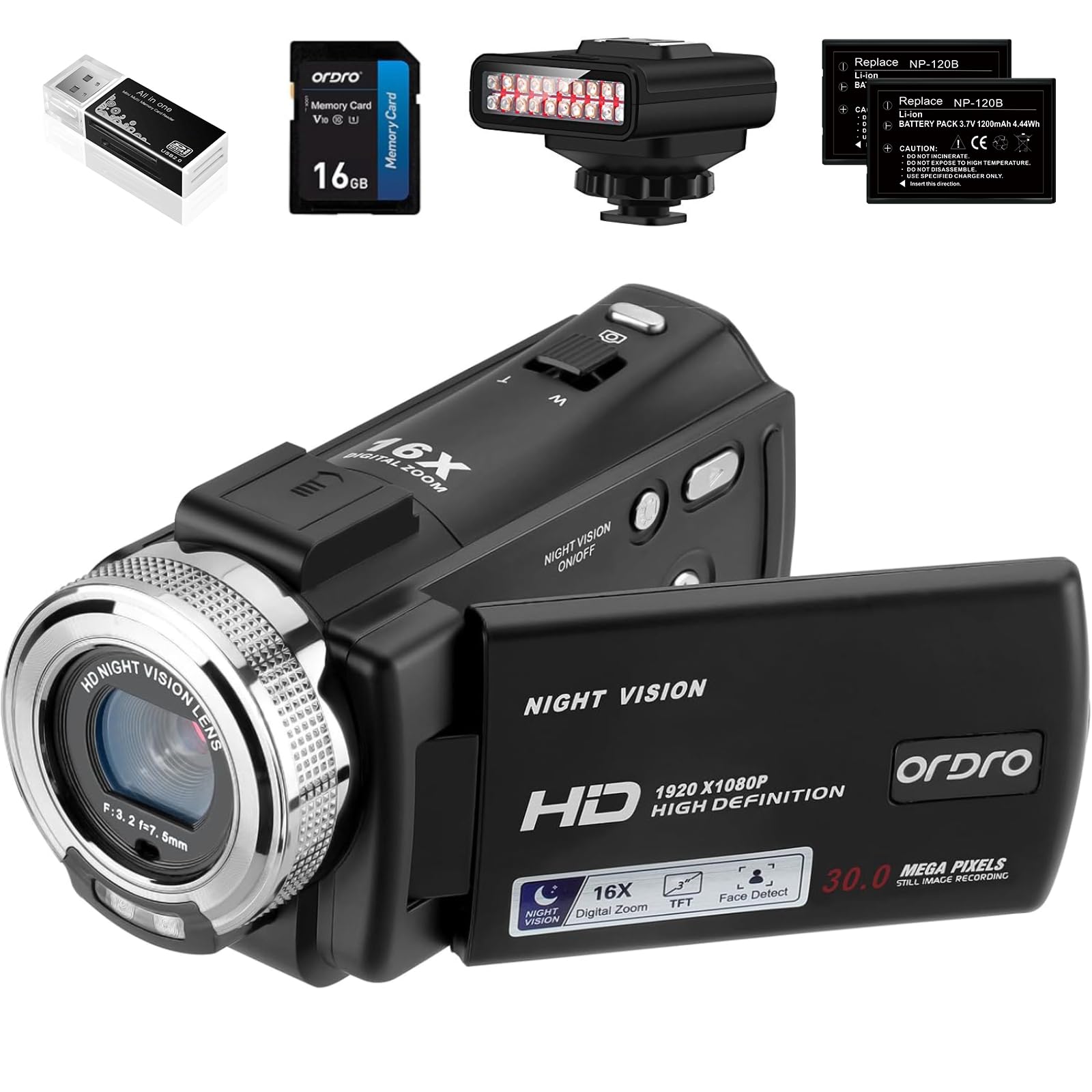 ORDRO Video Camera with IR Night Vision