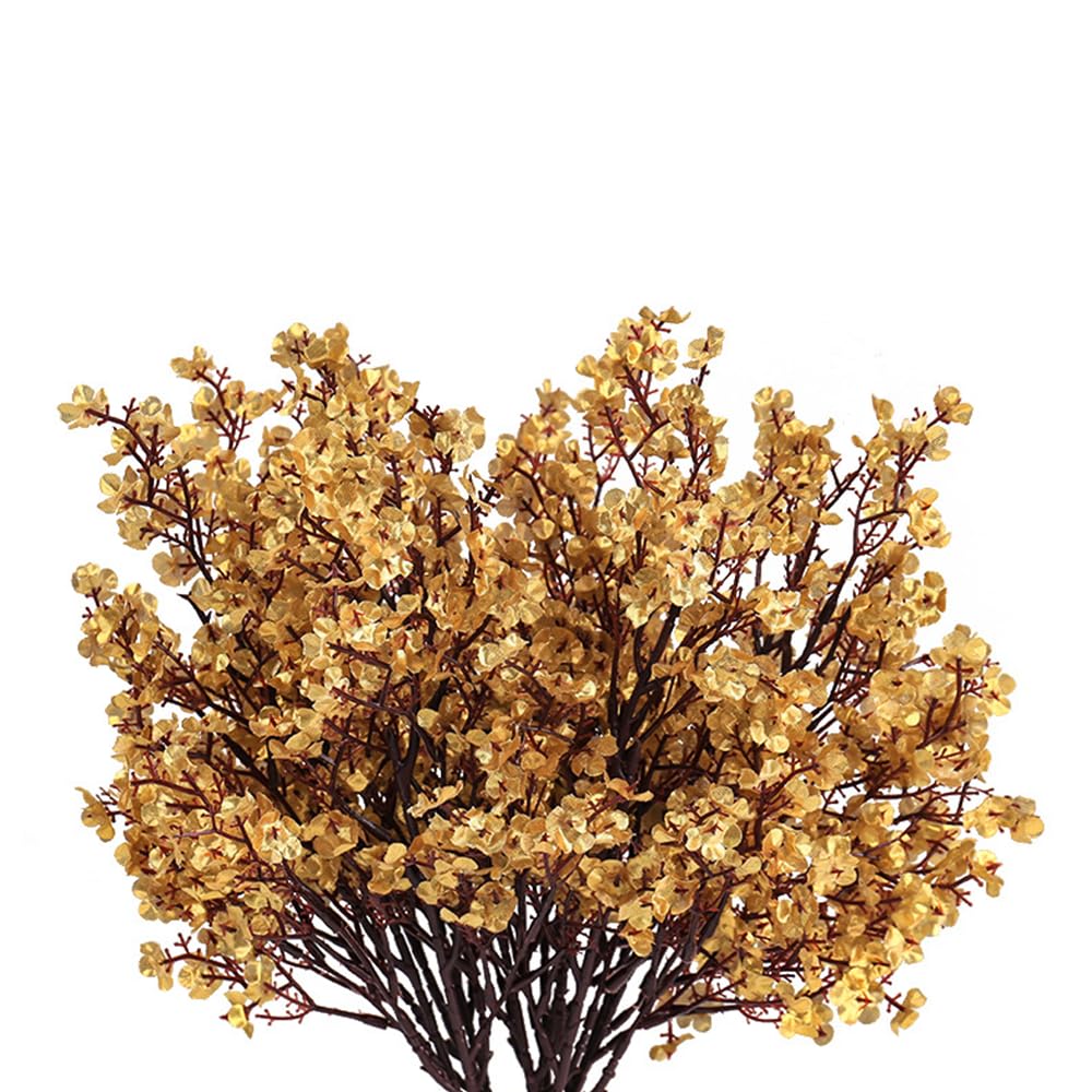 DODXIAOBEUL 8 Pcs Artificial Flowers for Decoration 19.7'' Babys Breath Artificial Flowers Fake Silk Flowers Bouquet for Home Wedding Party Desktop Center Piece Decoration,Gold โ image 1