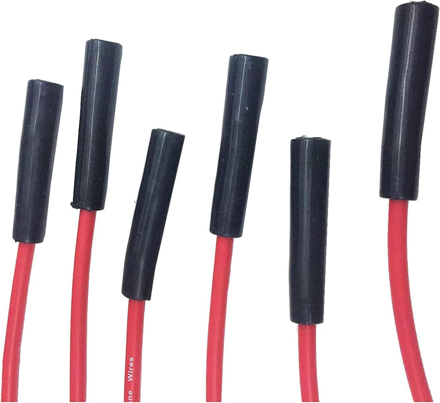 A-Team Performance 8.0 mm Red Silicone Spark Plug Wire Set - Straight & 90° Silicone Boots & Coil Wire - 6 Leads, Compatible with AMC/Jeep 199-282 Straight-6 Engines