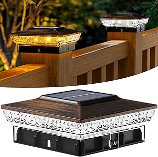 btfarm 4x4 Solar Post Cap Lights Outdoor, 2 Modes 16 LED Deck Fence Post Lights, 1 Pack Waterproof Solar Powered Lighting Outside Fit 4x4 3.5x3.5 Wooden/Vinyl for Porch Patio Garden, Copper