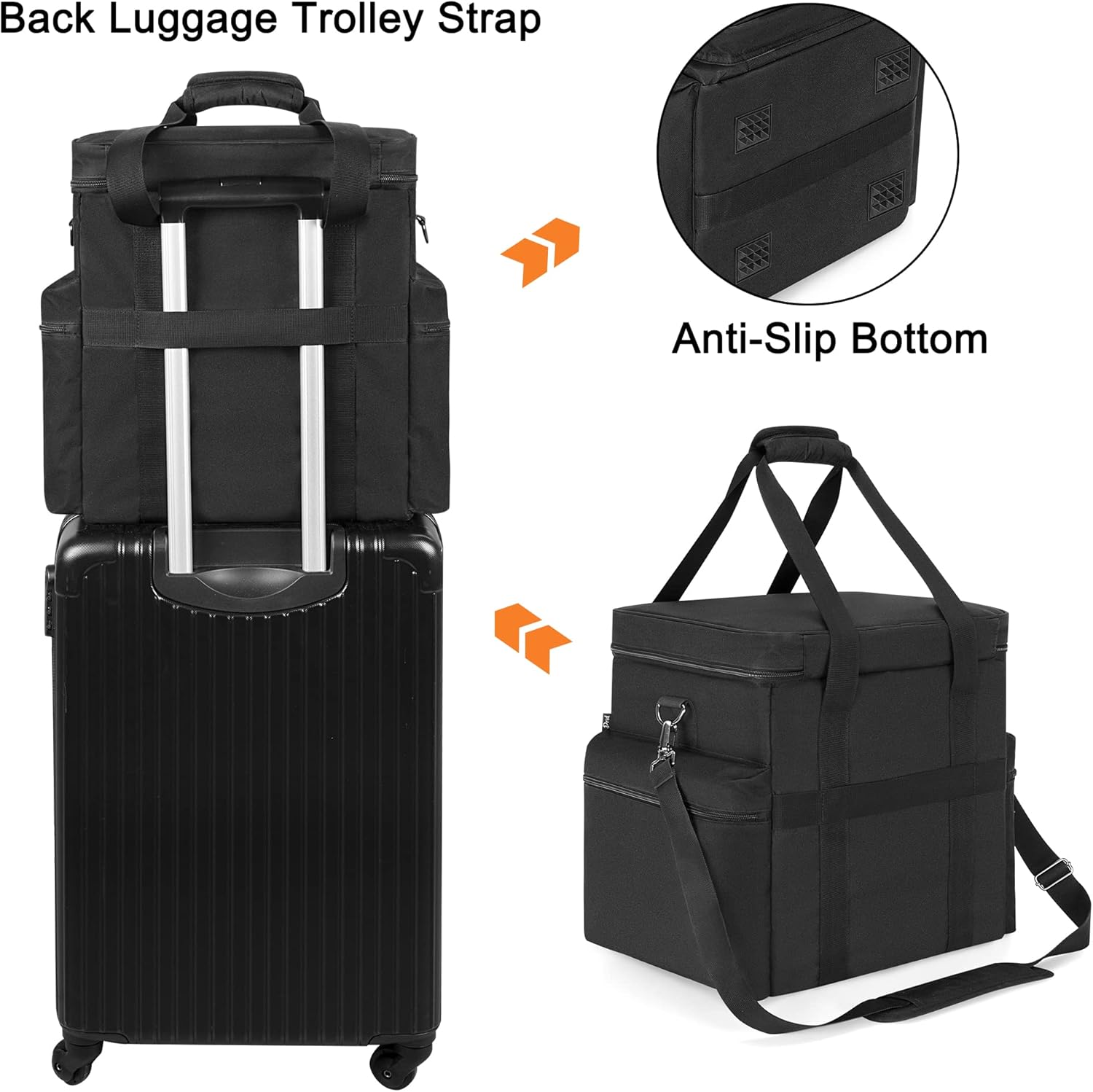 LoDrid Vinyl Record Storage Bag with 4 Boards Around and 2 Detachable Dividers, Holds Up to 60 LP Records, Travel Album Carrying Case with Separated Laptop Layer Up to 14”, Bag Only, Black - Image 5