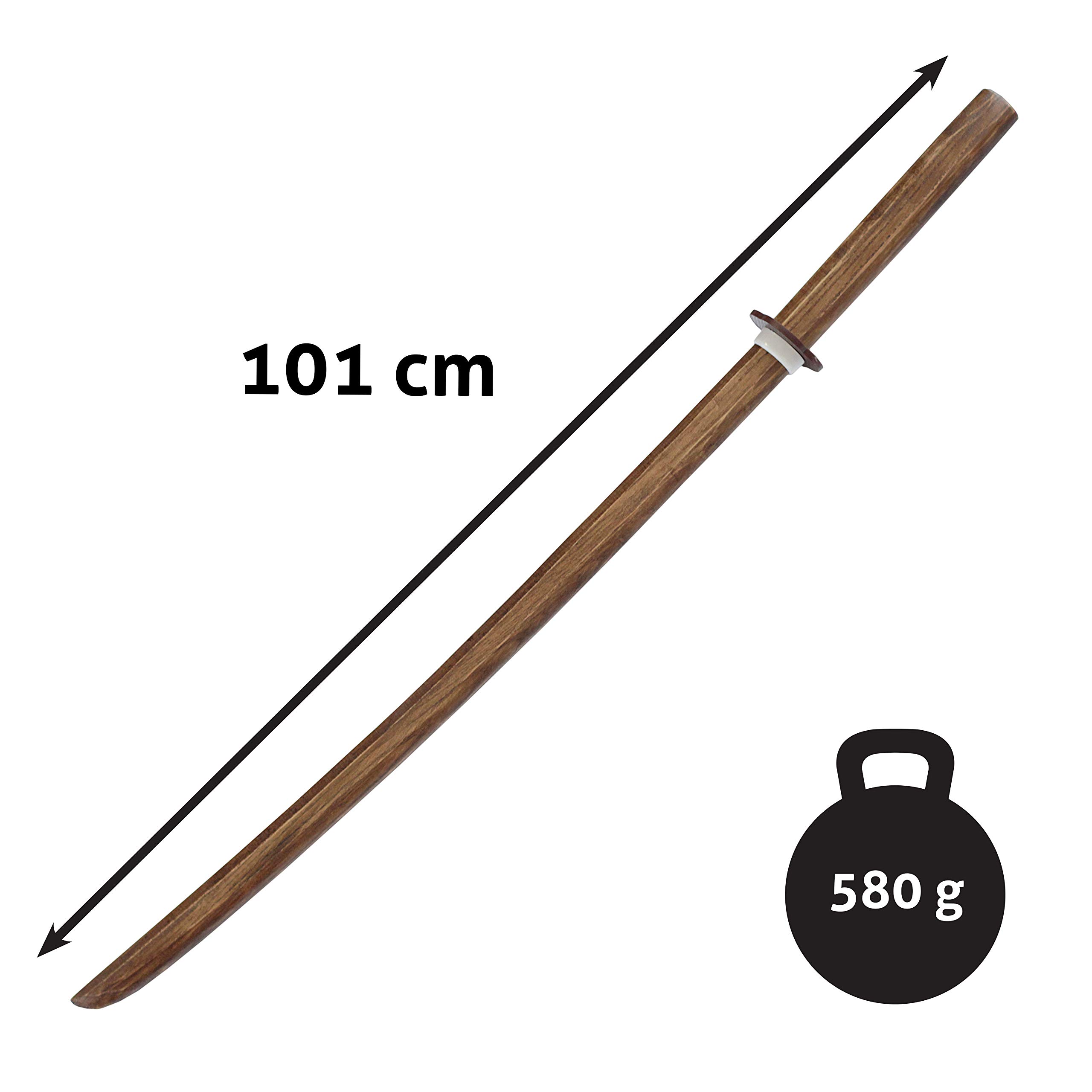 DEPICE Bokken Bois de frêne, Longueur env. 101 cm, Poids env. 580 g, Support Tsuba, Iaido Aikido