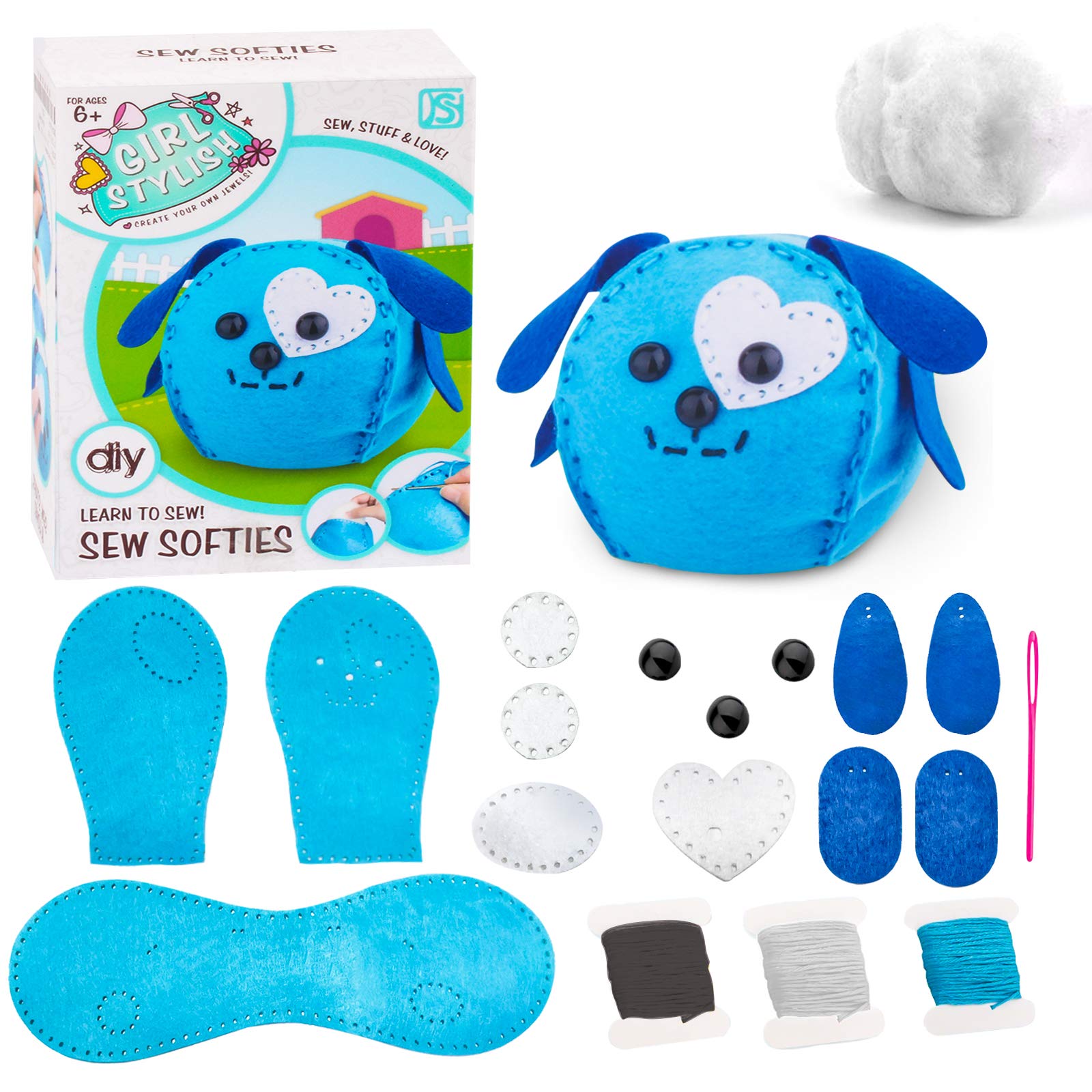 Amazon 女の子用裁縫用品 Diyクラフト縫製 ぬいぐるみキット キッズ初心者用 ブルー 手芸キット 通販